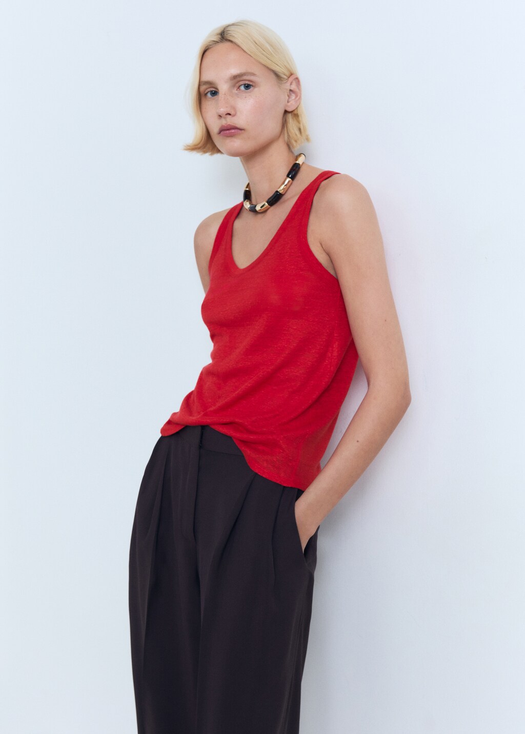 Mango Linen top with sleeves