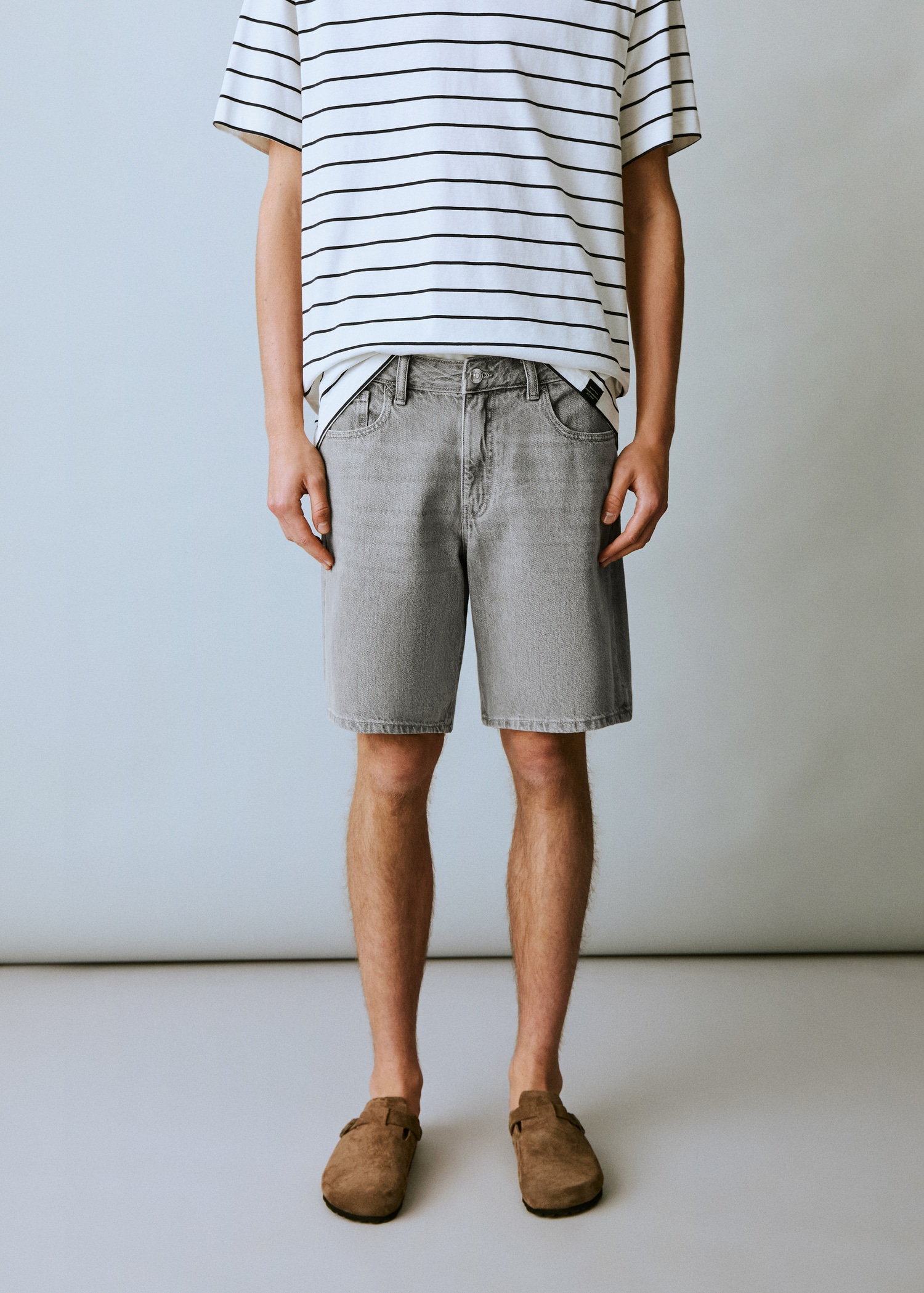 Jeans-Bermudashorts aus Baumwolle - Mittlere Ansicht