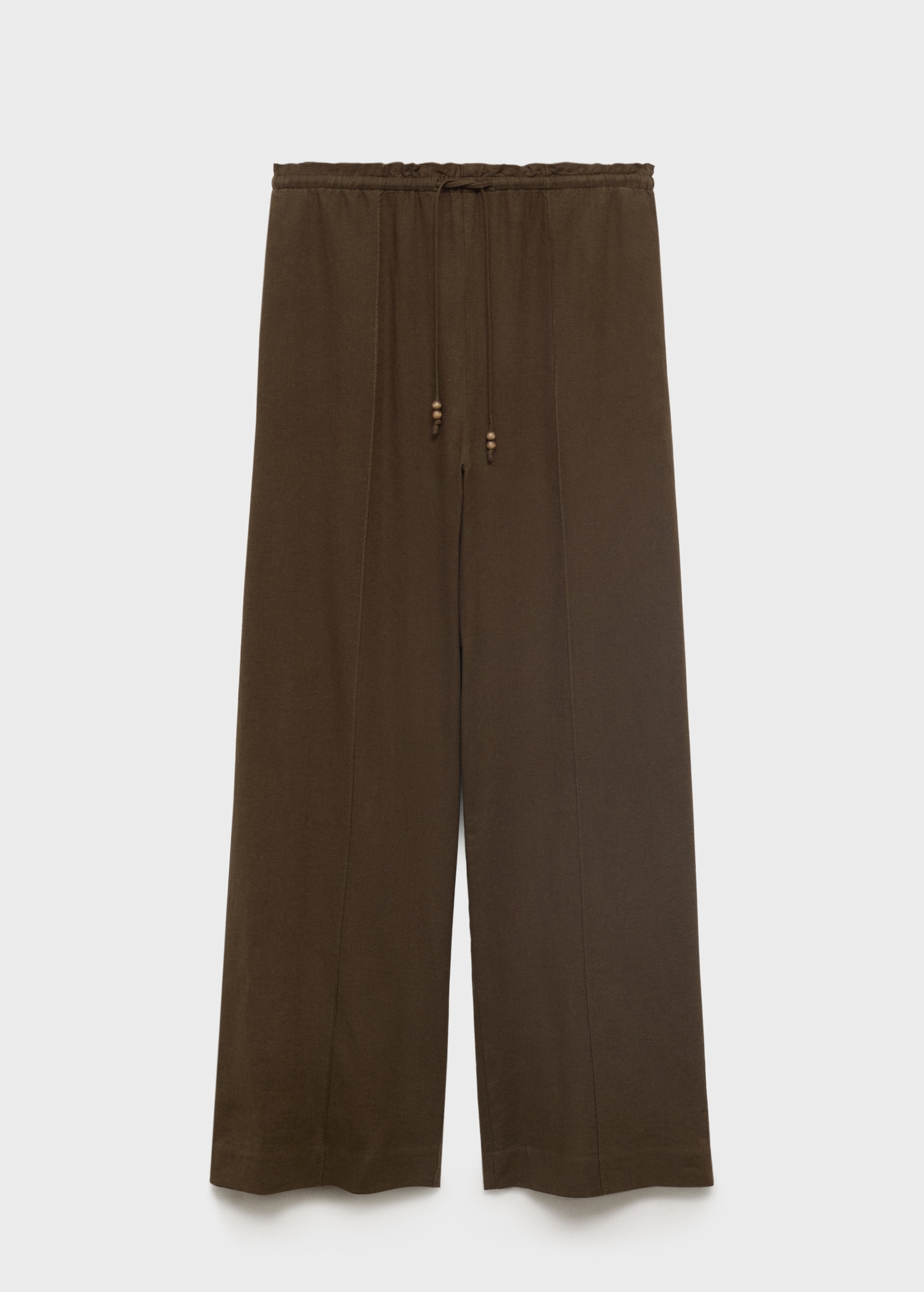 Linen-blend elastic waist trousers - Article without model