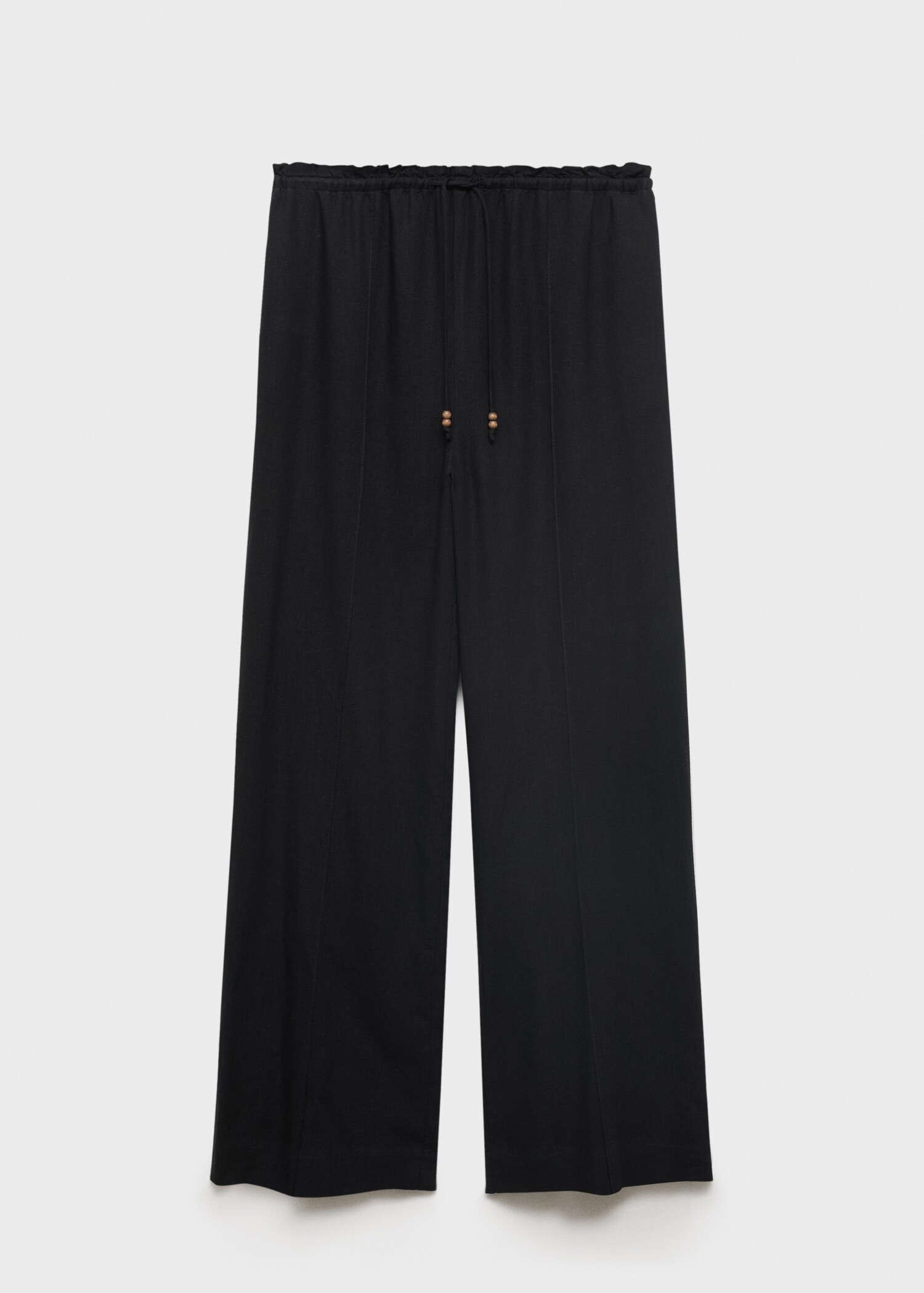 Linen-blend elastic waist trousers - Article without model