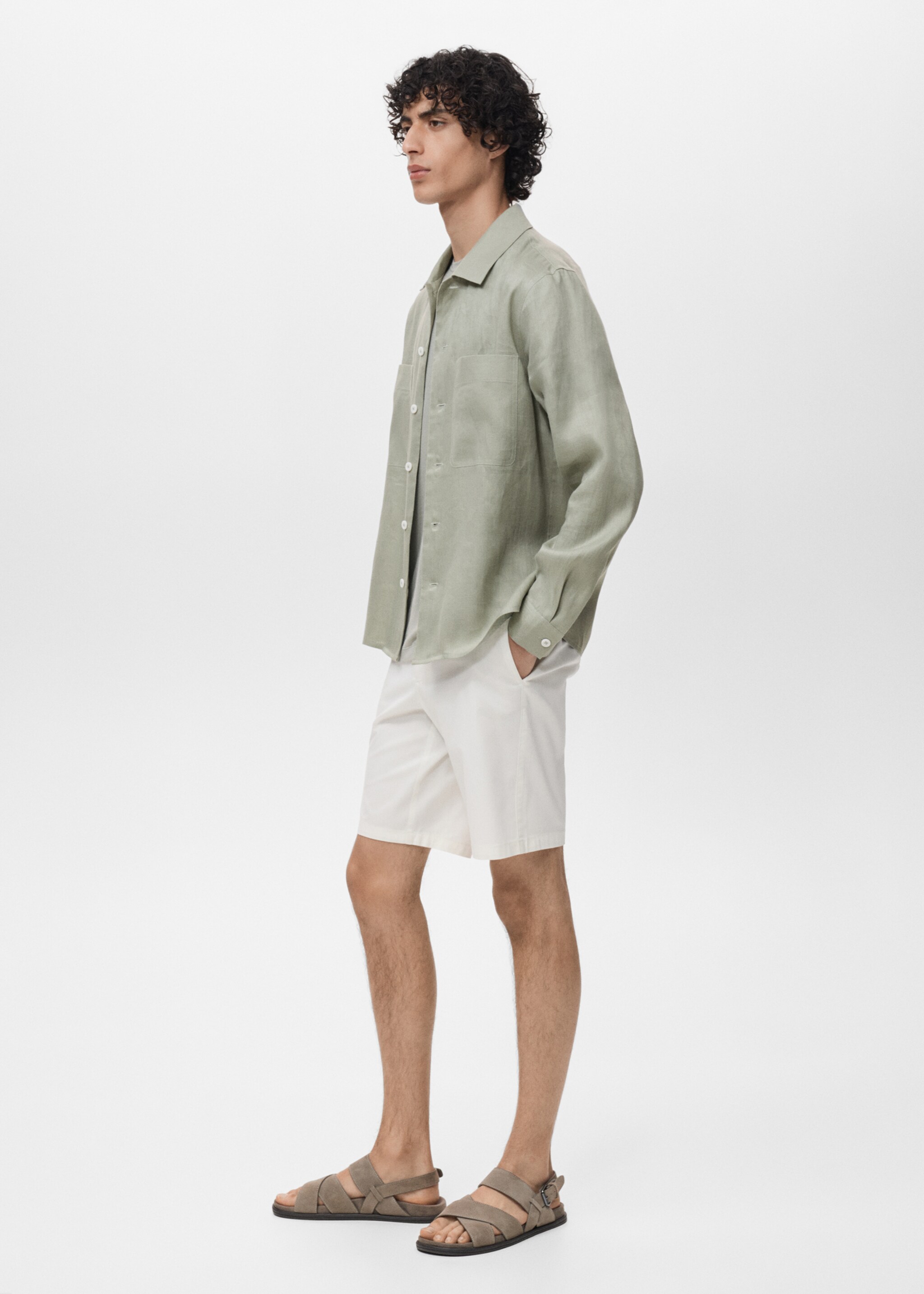 100% linen lightweight overshirt - Details of the article 2