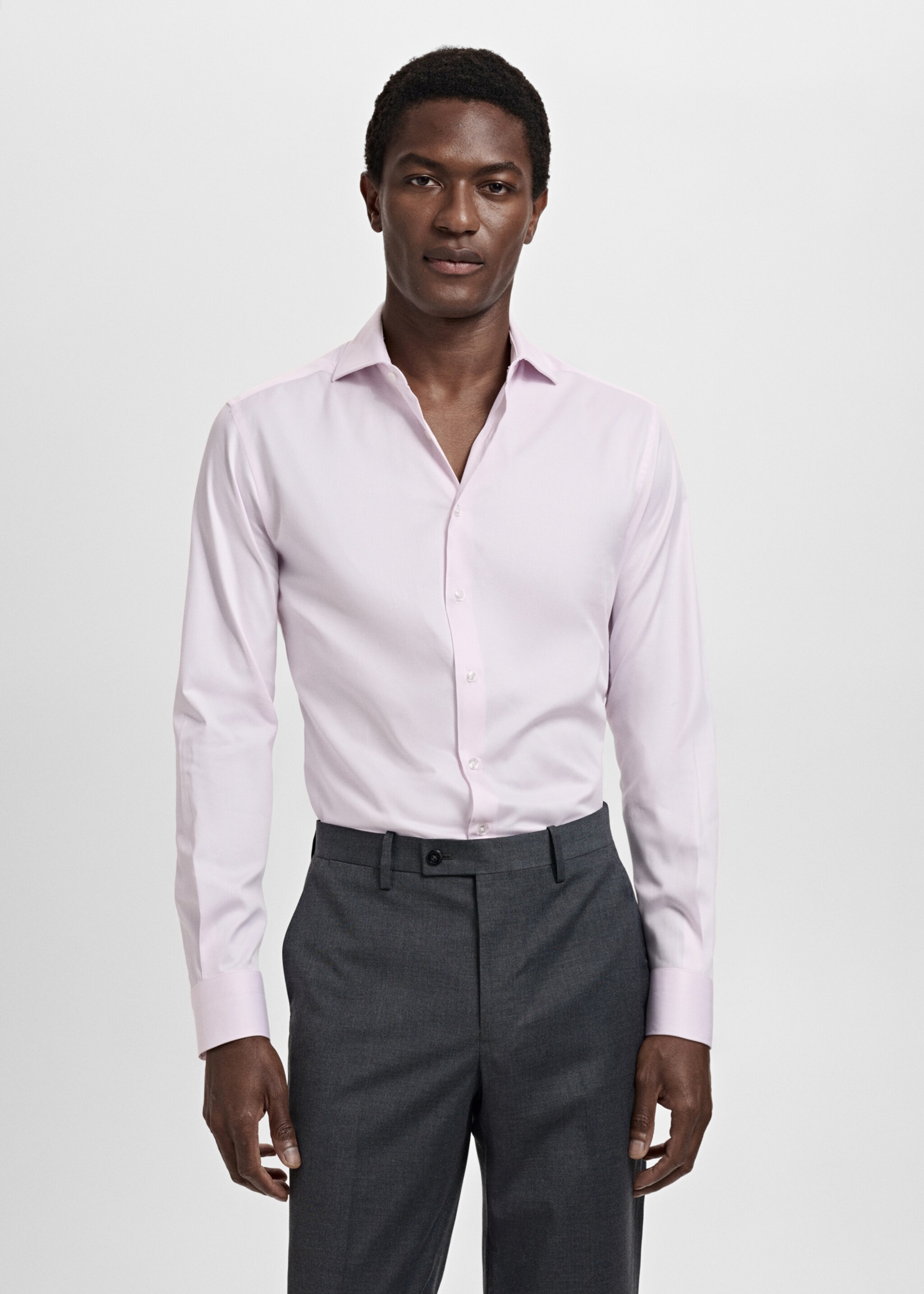 Camisa traje slim fit 100% algodón - Plano medio