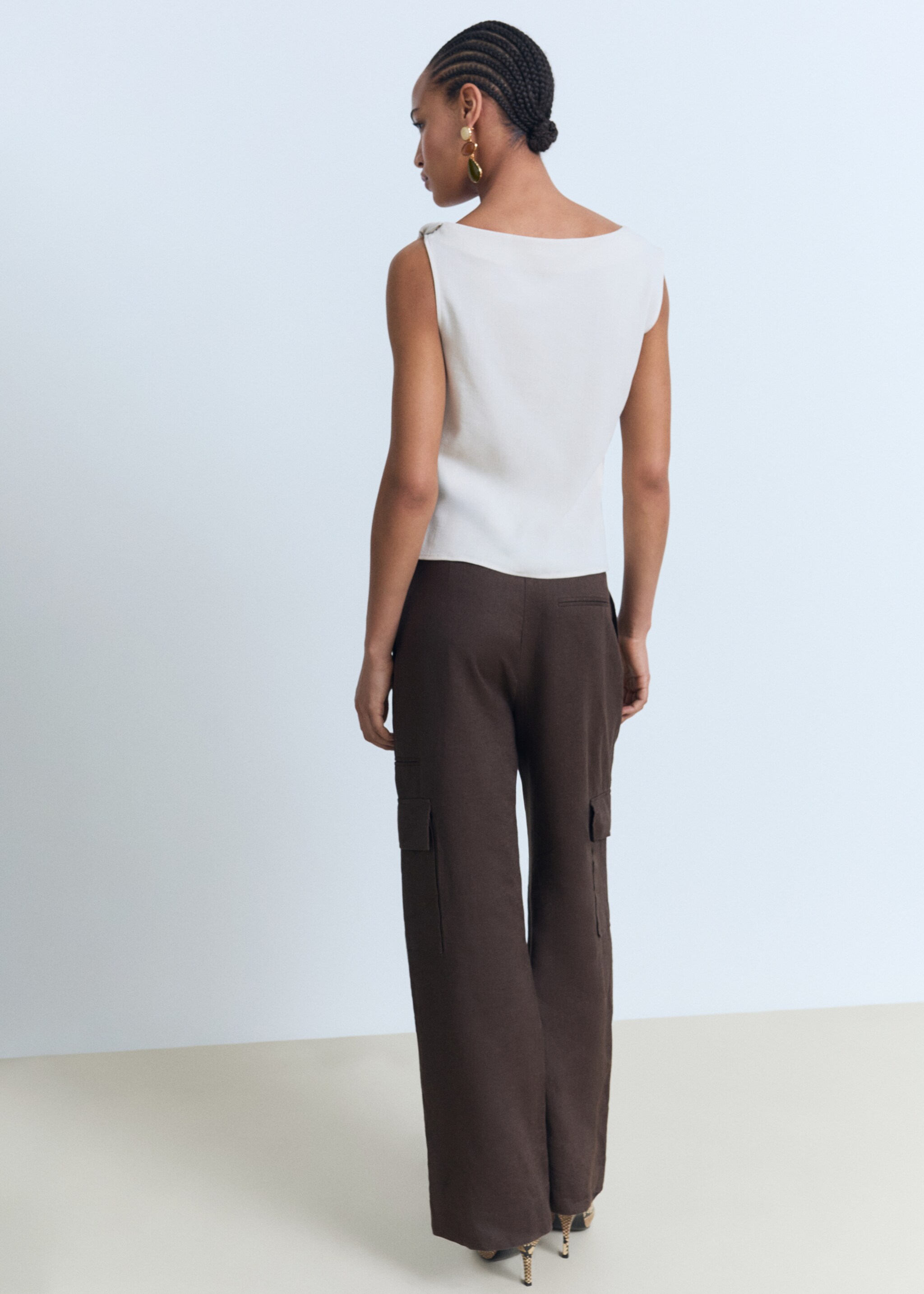 Asymmetrical draped top with straps - Reverse of the article