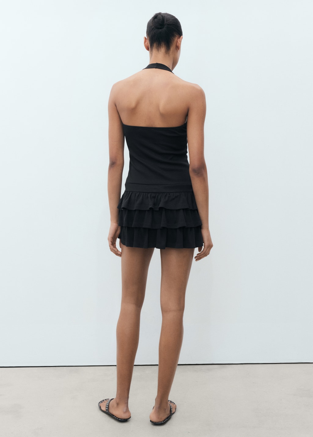 Halter-neck ruffle dress