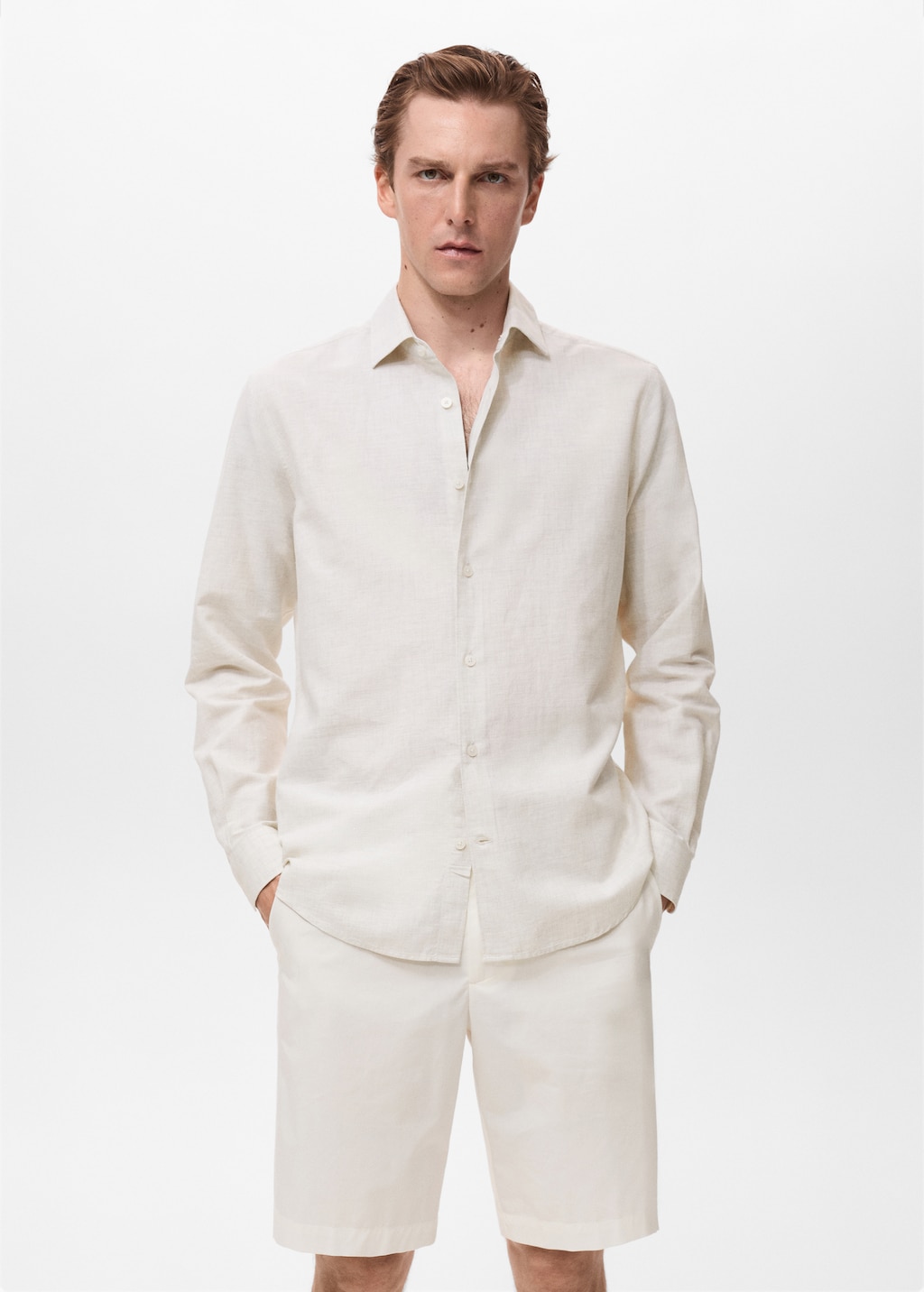 Cotton linen-blend shirt