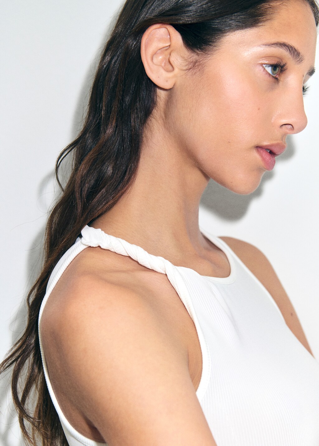 Ribbed top with asymmetrical straps - Women | MANGO USA