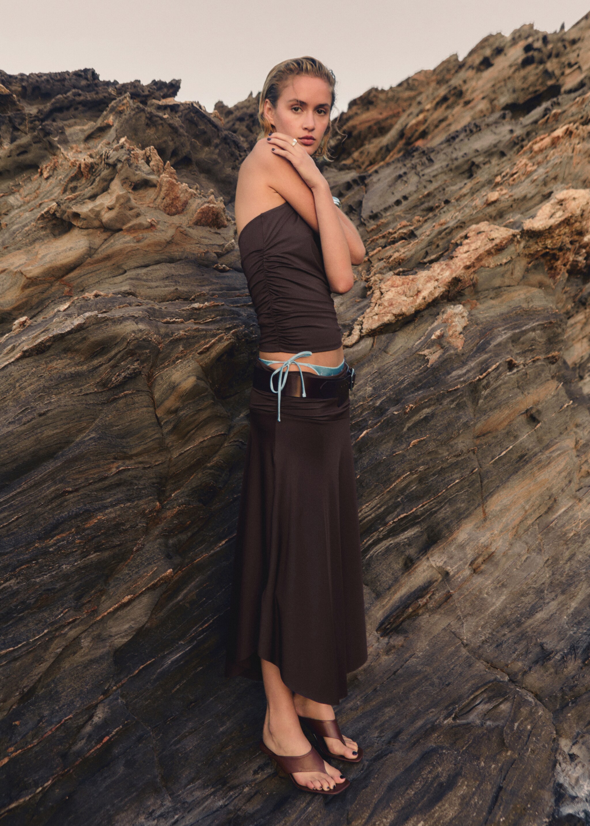 Draped midi skirt - Medium plane