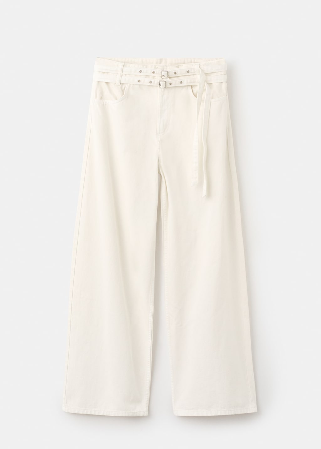 Barrel jeans with double belt