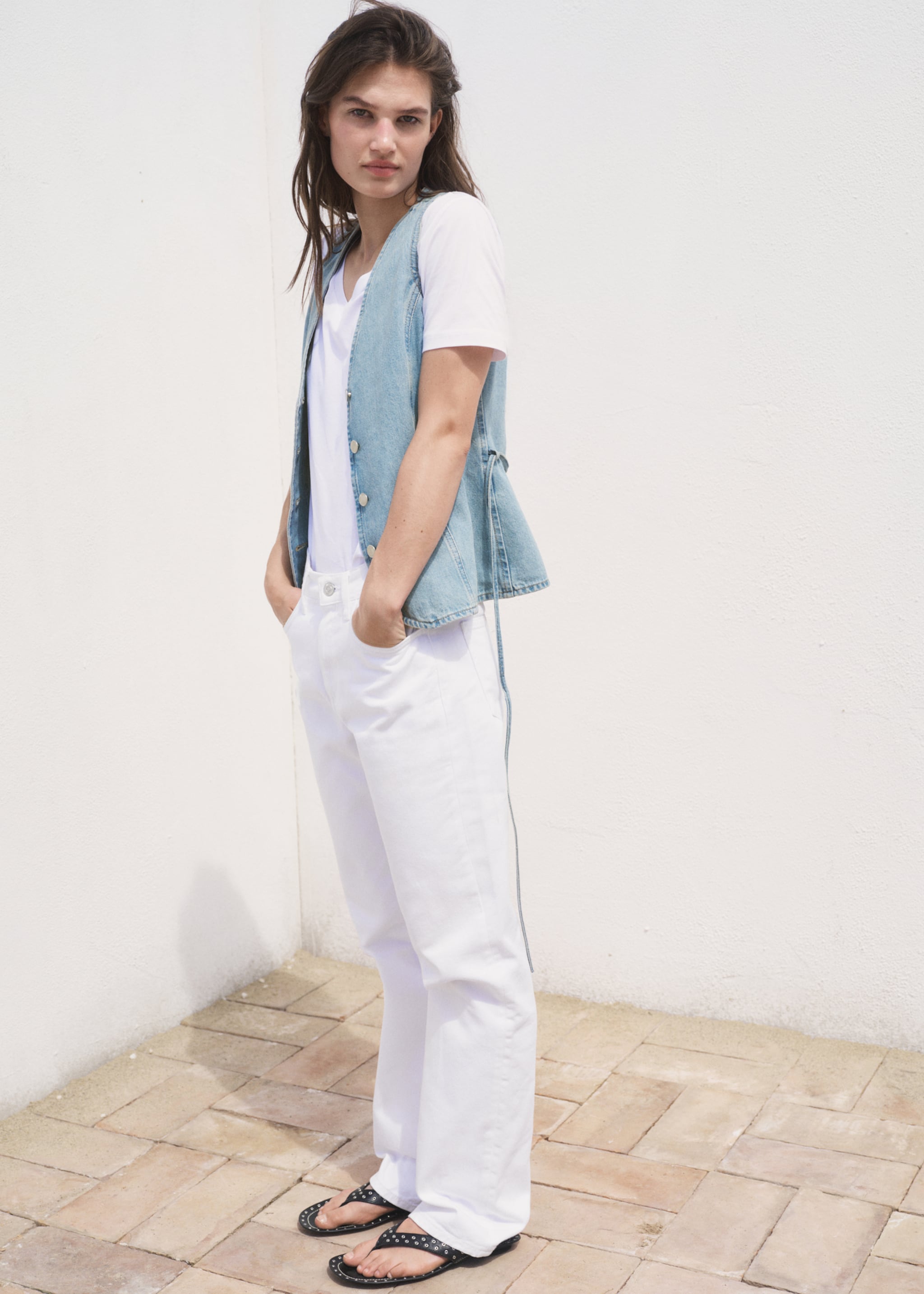 Buttoned denim gilet - Details of the article 2