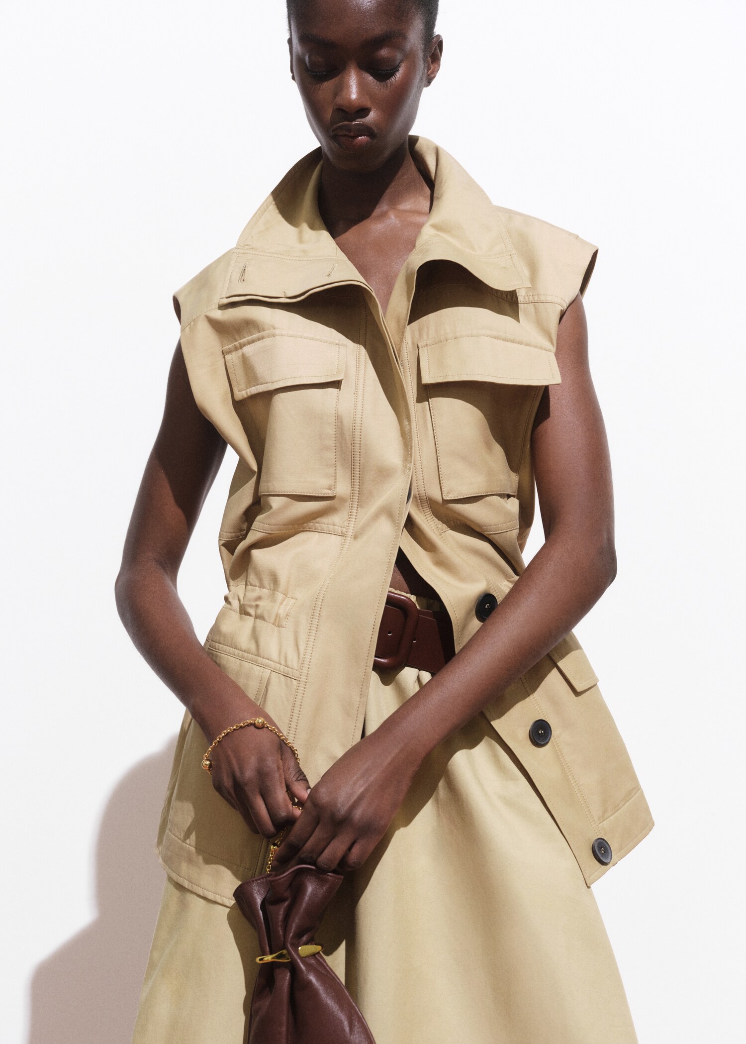 Gilet oversize poches cargo - Plan moyen