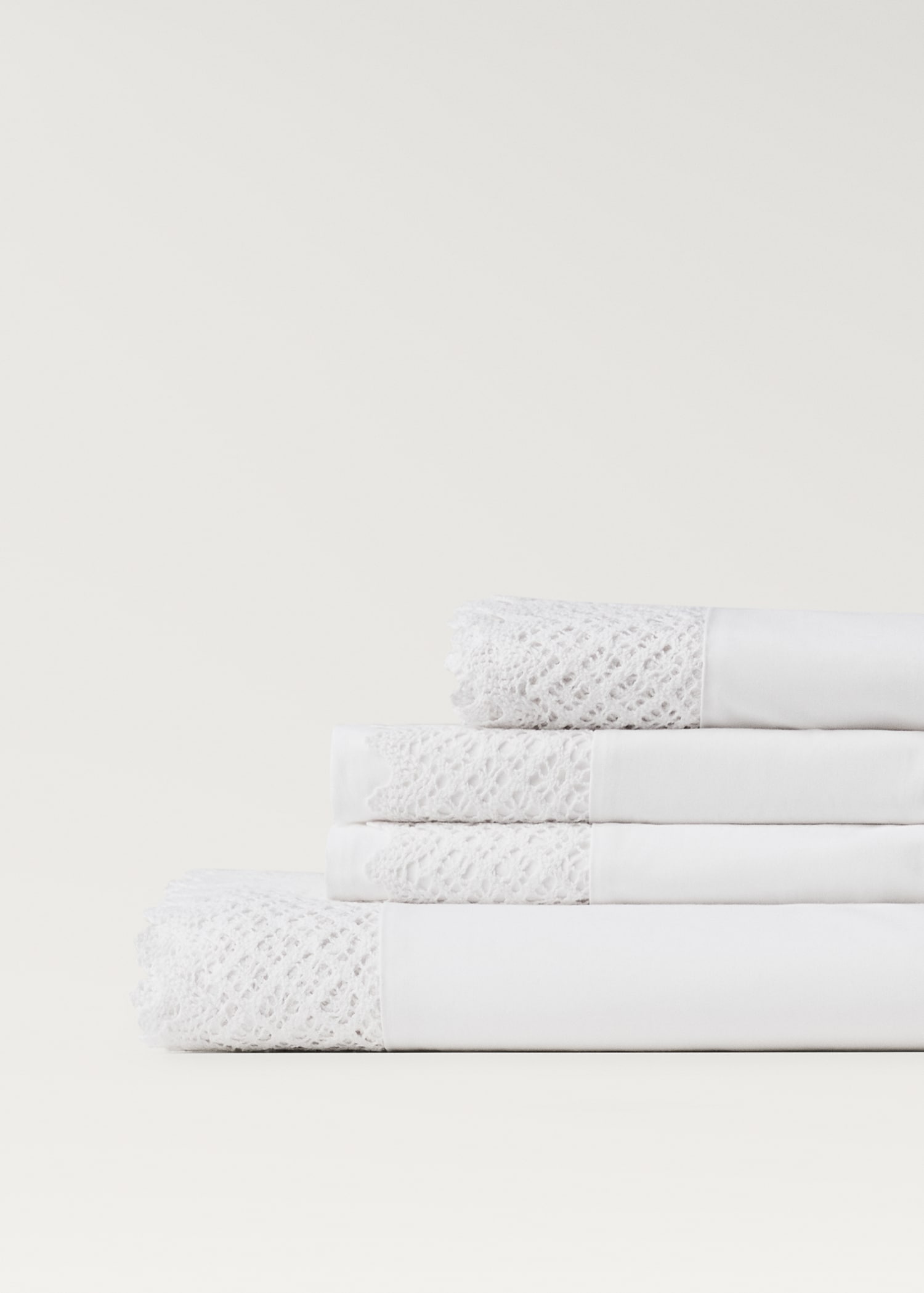 Cotton percale lace top sheet for 90 cm bed - Details of the article 1