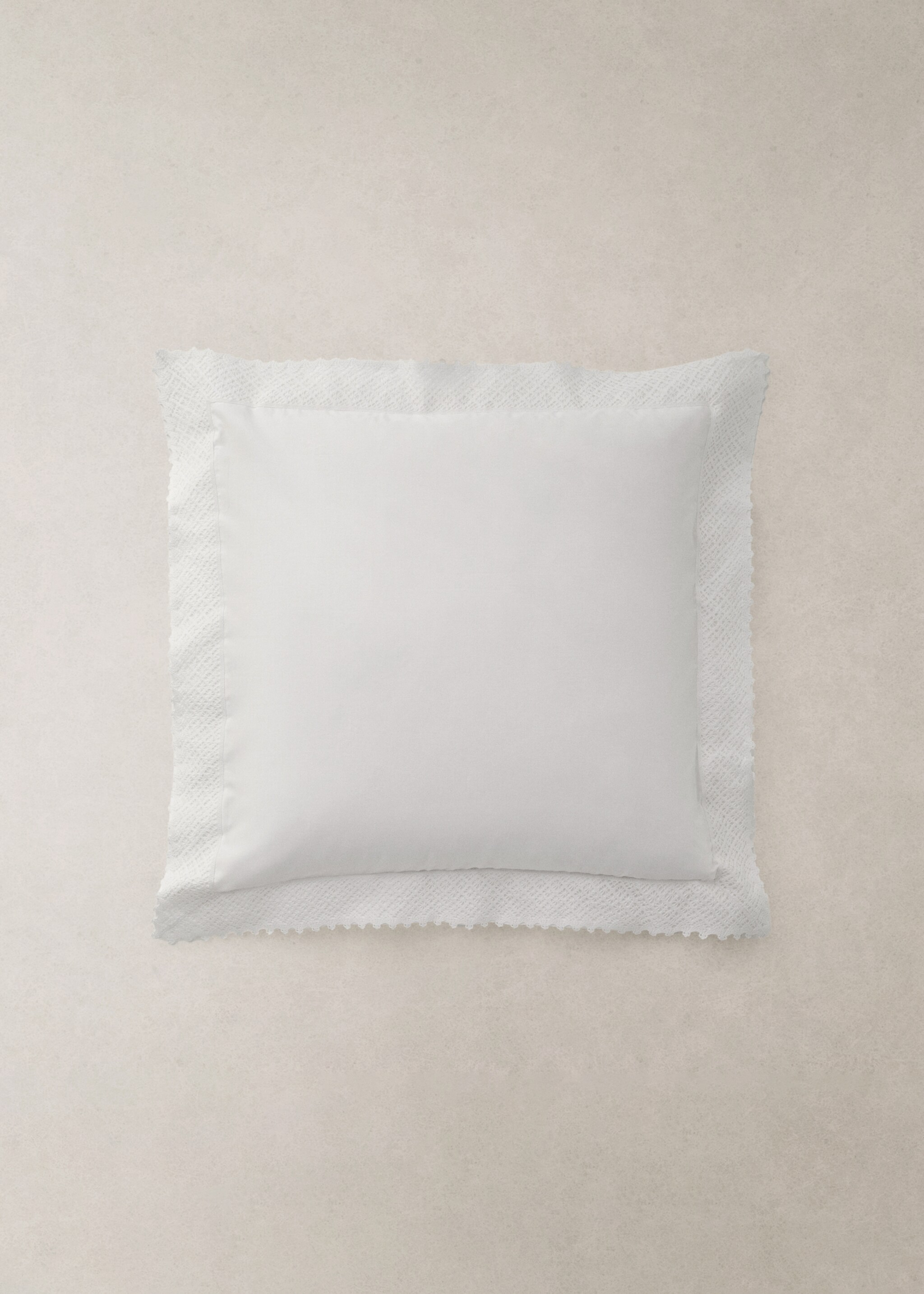 Two pillowcases with lace detail 60x60 cm - Details of the article 7, White. Ref: 17071277-00.