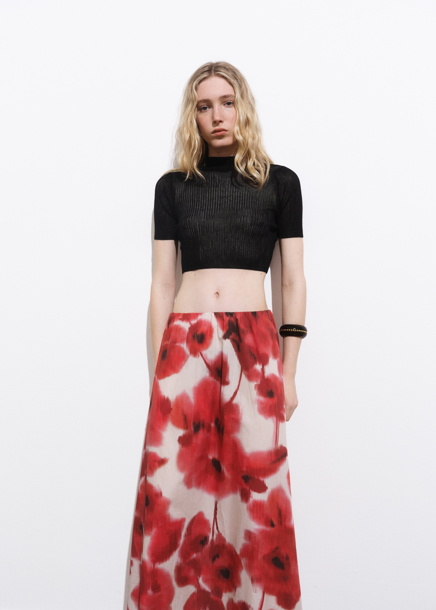 Floral-print flared skirt - Details of the article 2