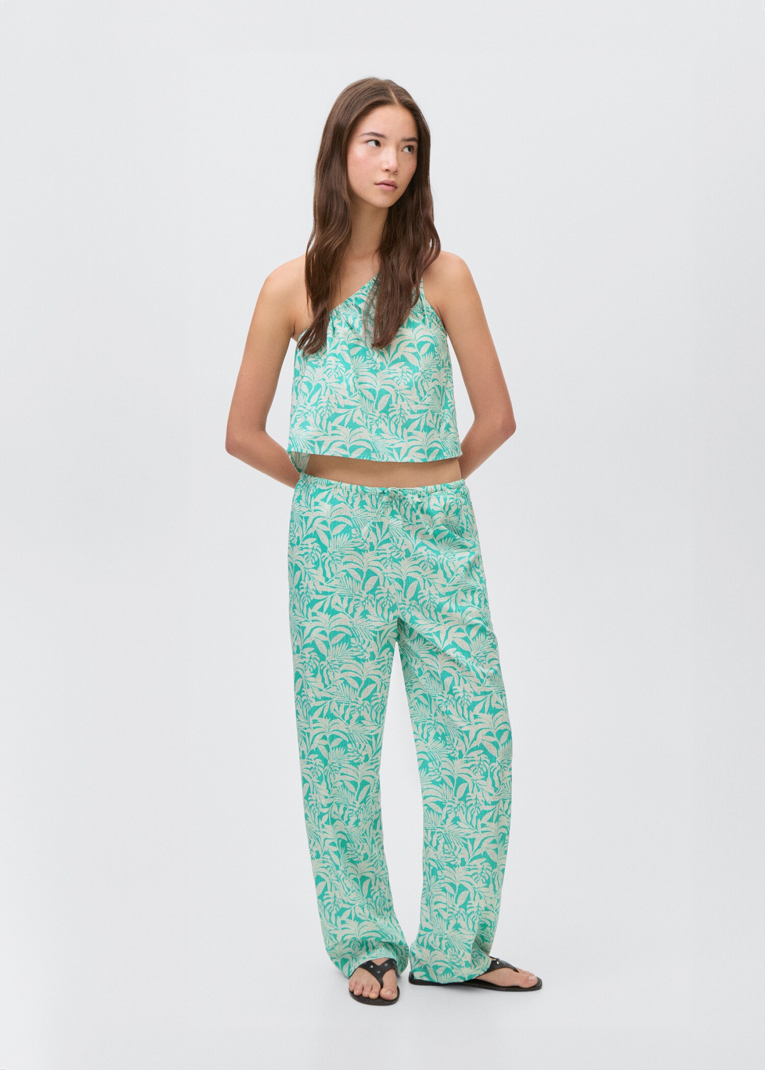 Cotton trousers with leaf pattern - Details of the article 2