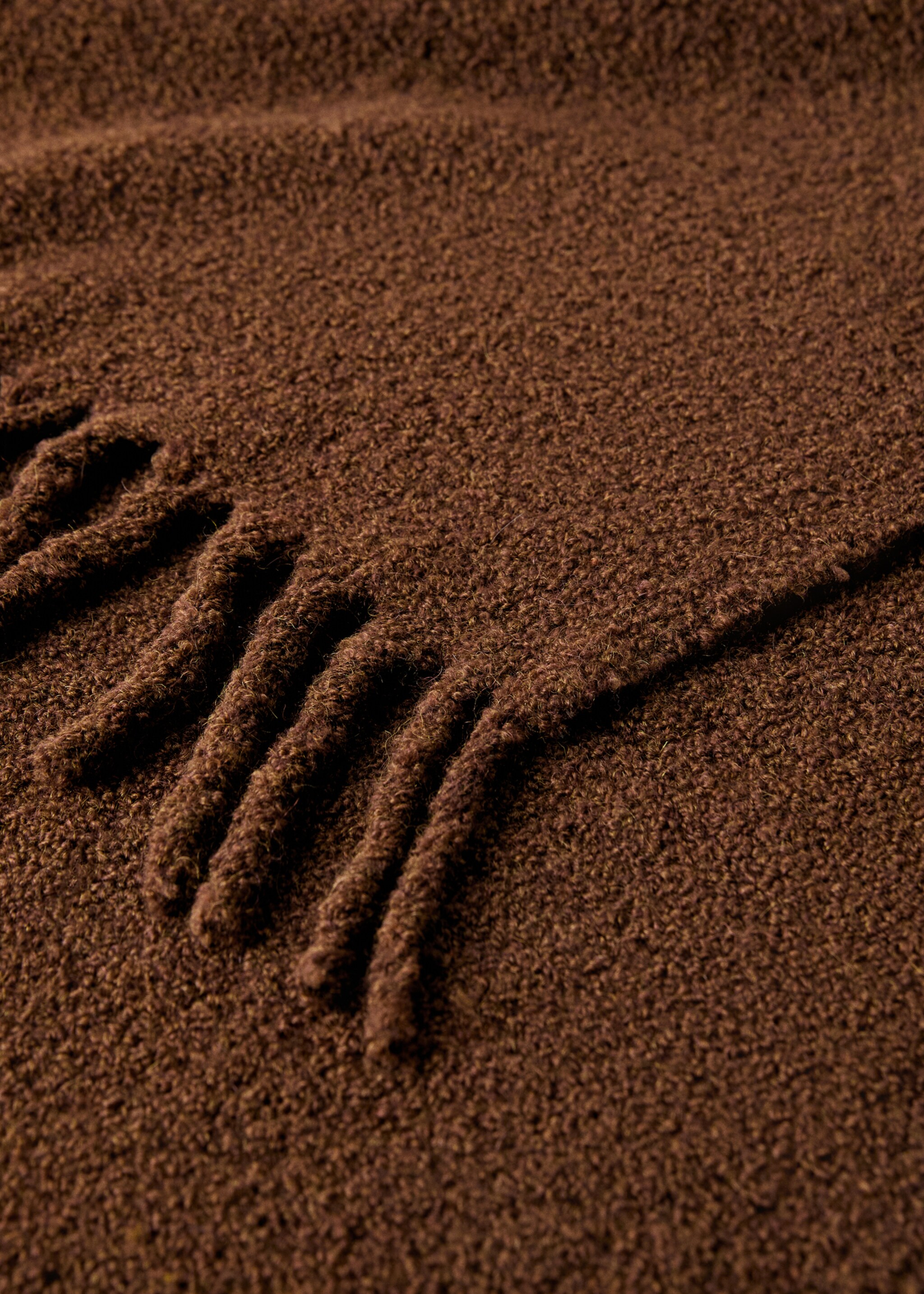 Bouclé-effect wool blanket - Details of the article 1, Russet. Ref: 17071530-00.