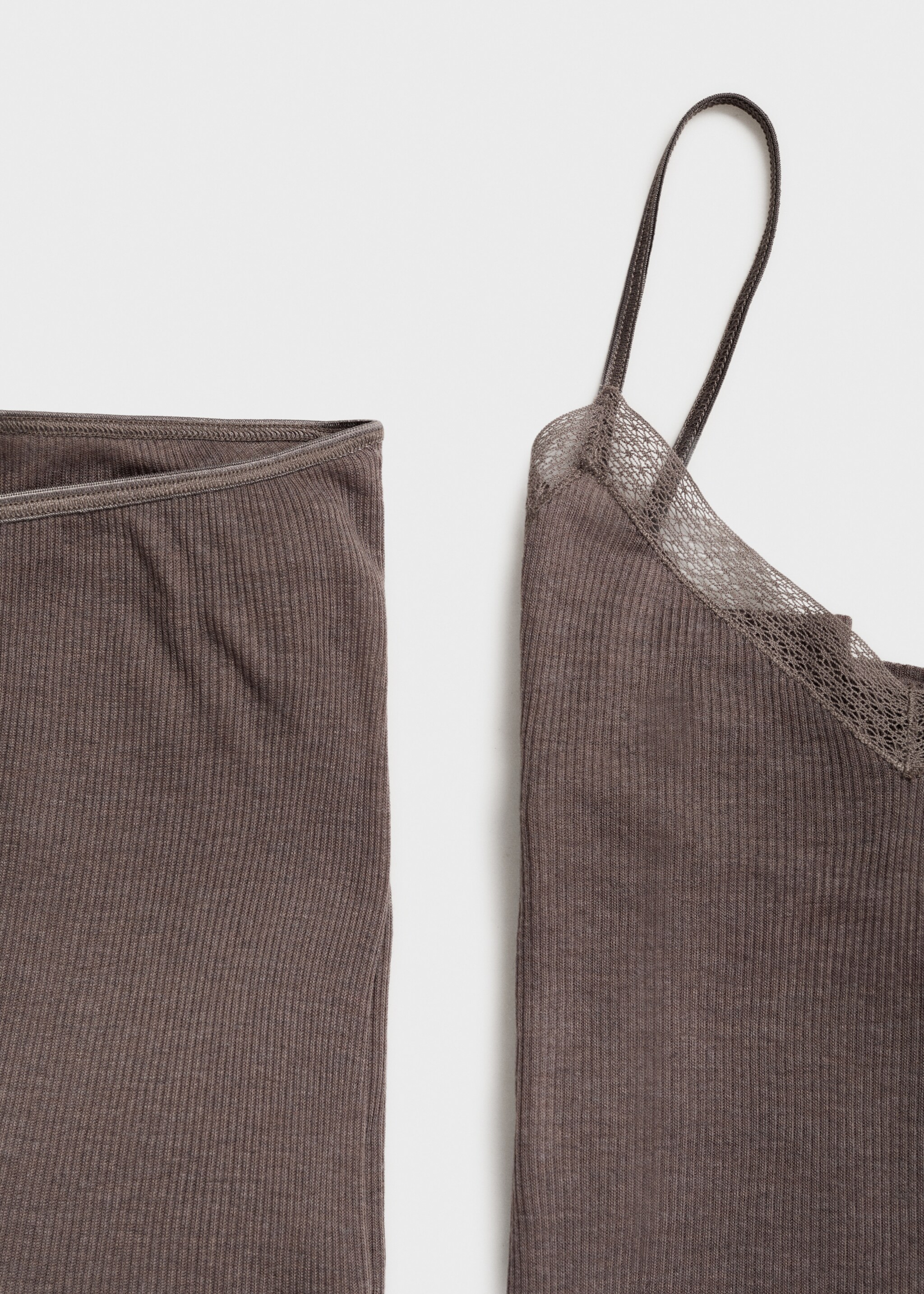 Ribbed pyjama leggings - Details of the article 0, Brown. Ref: 17071538-00.