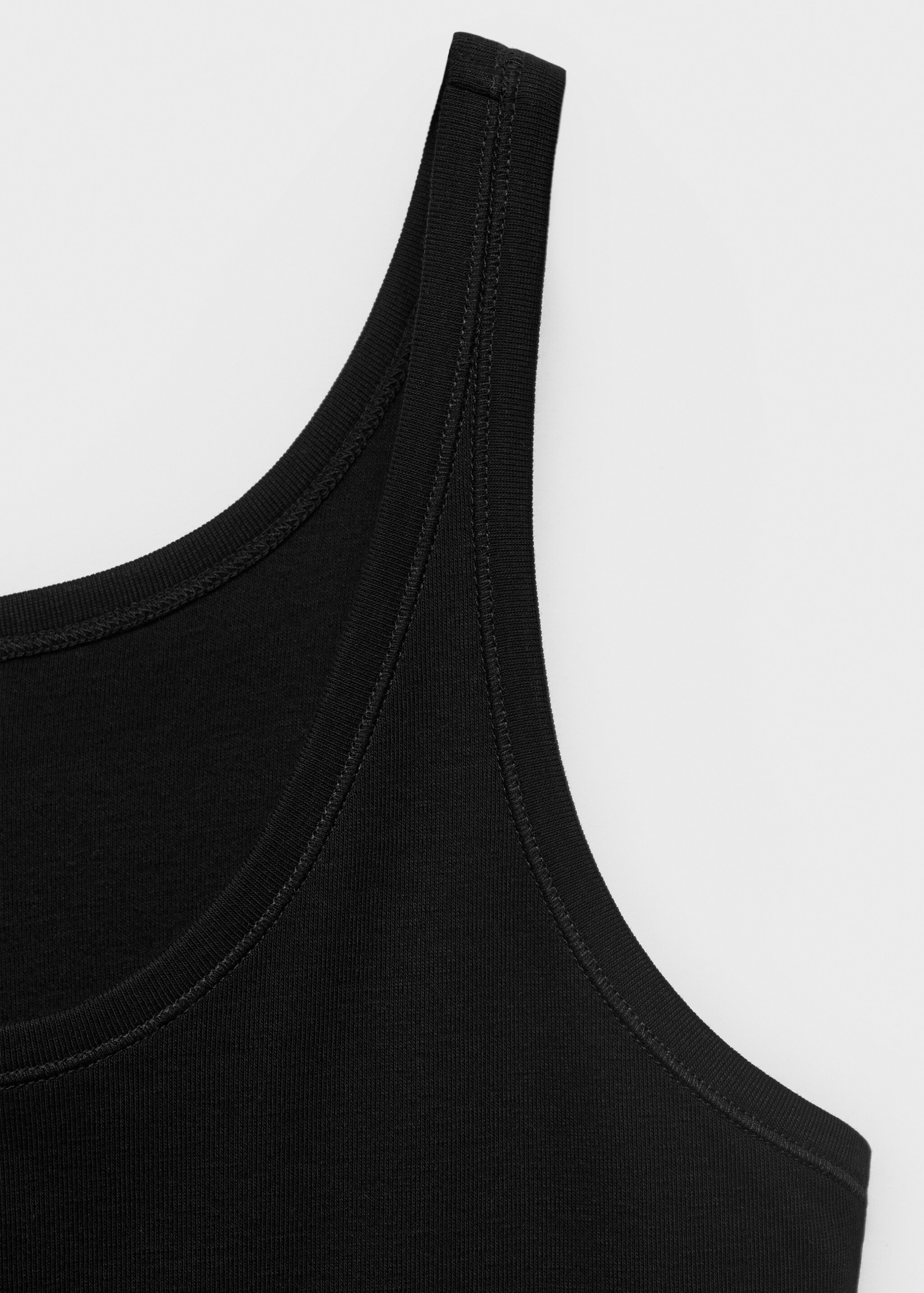 Cotton round-neck top - Details of the article 8, Black. Ref: 17071539-00.