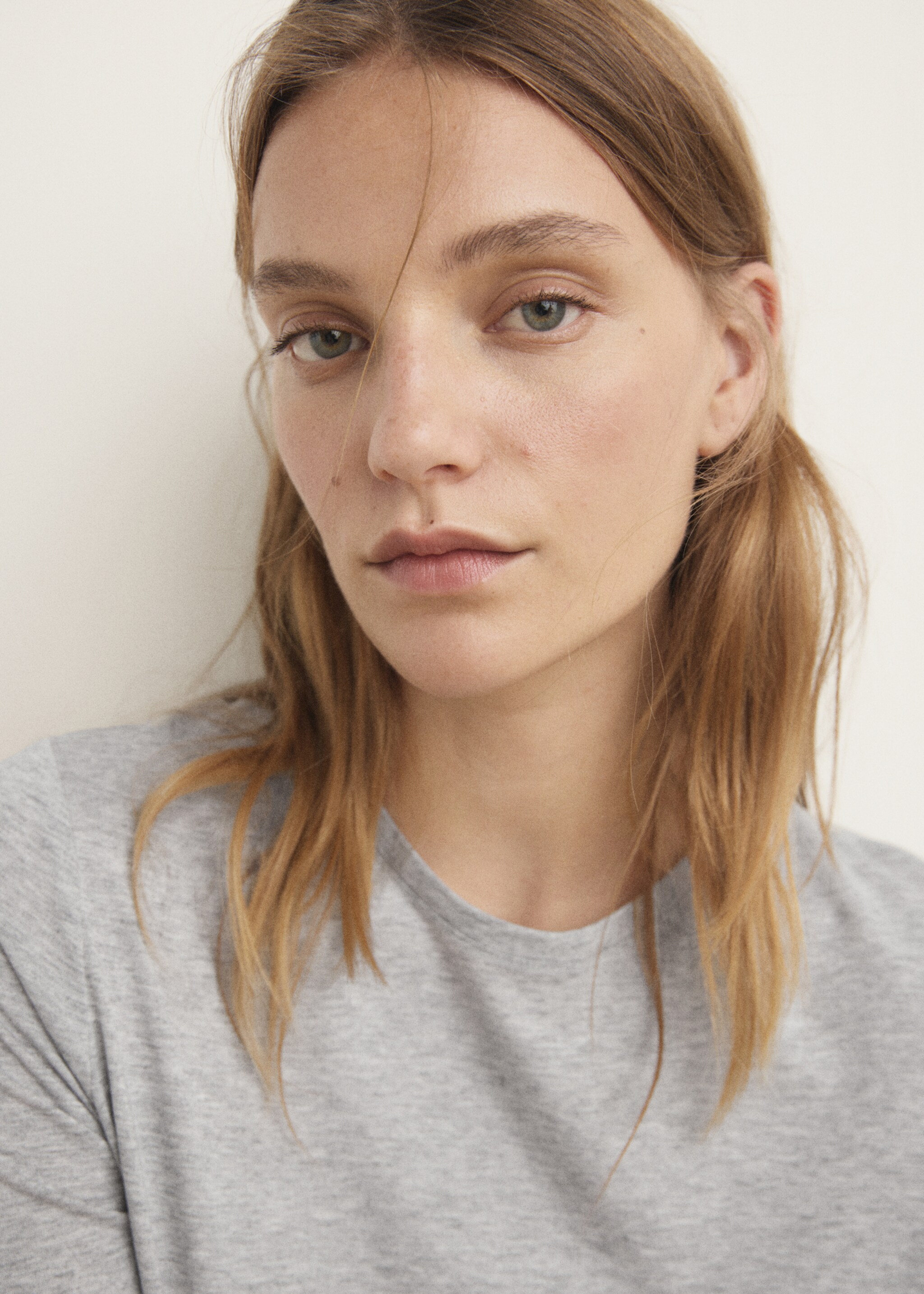 Lyocell cotton pyjama T-shirt - Details of the article 1, Light/Pastel Grey. Ref: 17071540-00.