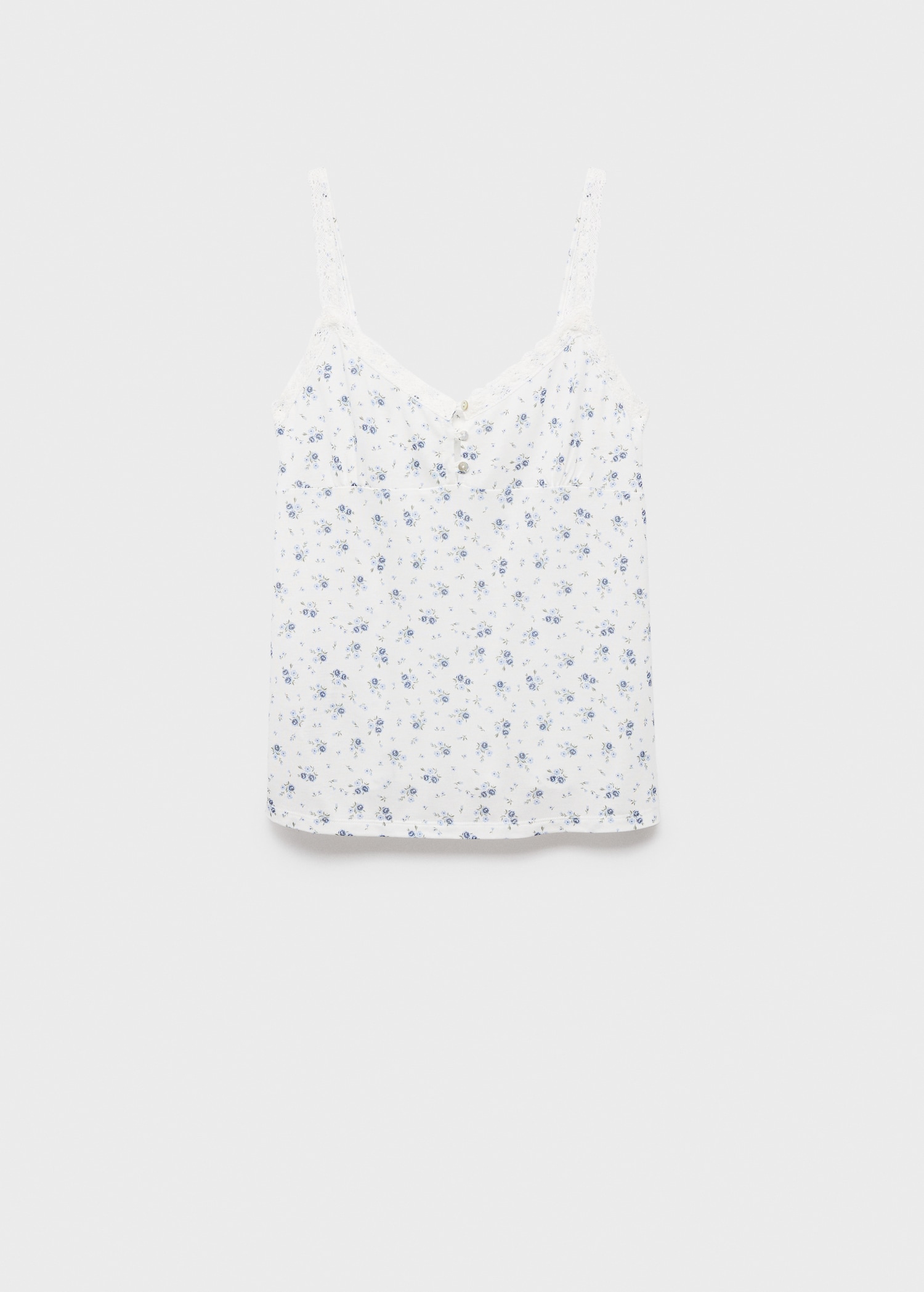 Floral-print pyjama top with lace trim - Article without model