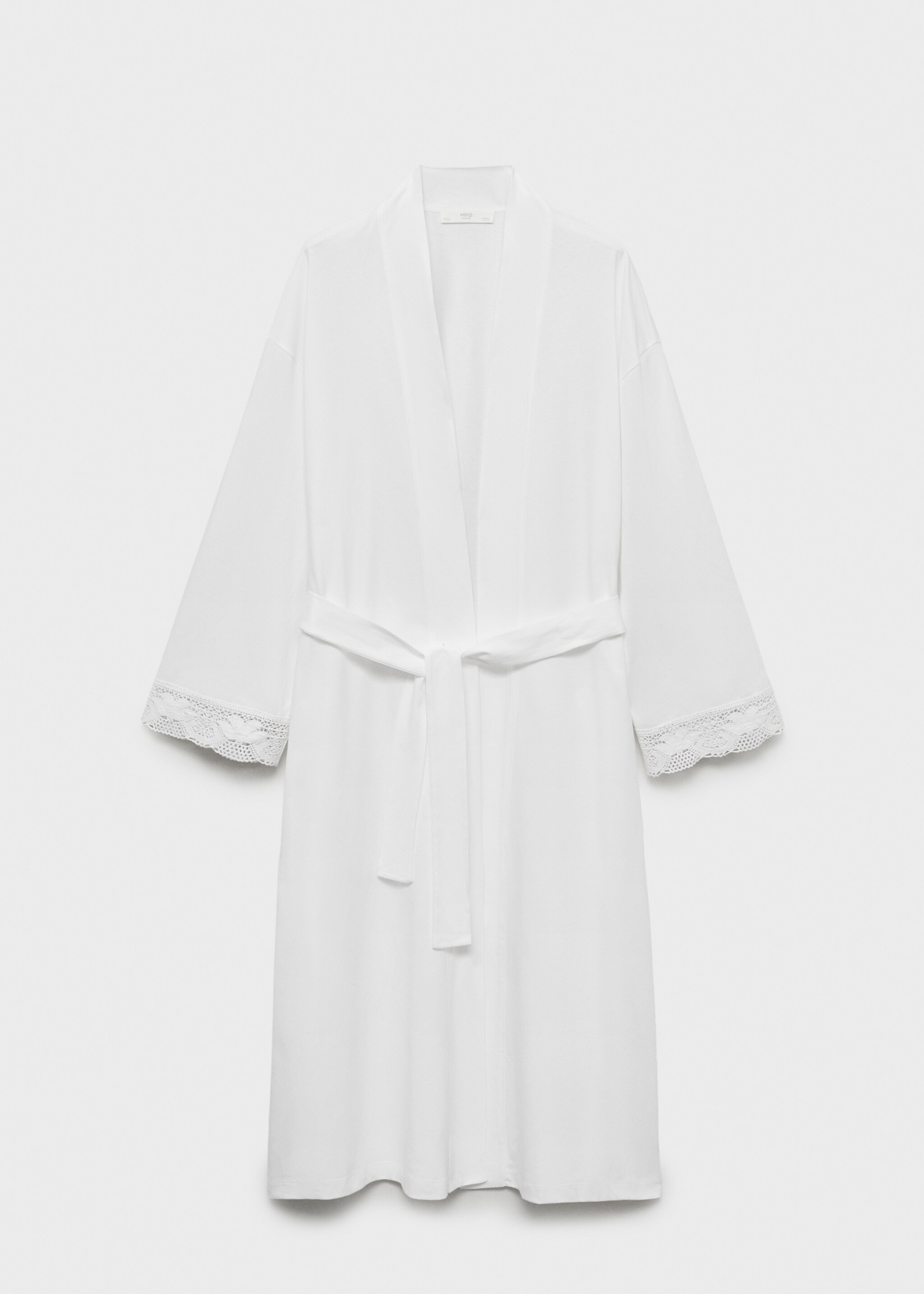 Cotton robe with lace - Article without model, White. Ref: 17071544-00.