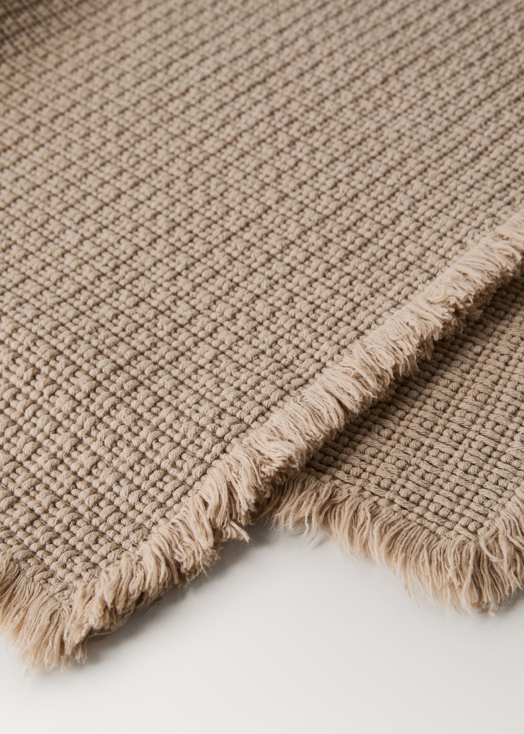 Cotton waffle bath rug - Details of the article 2, Medium Brown. Ref: 17071552-00.