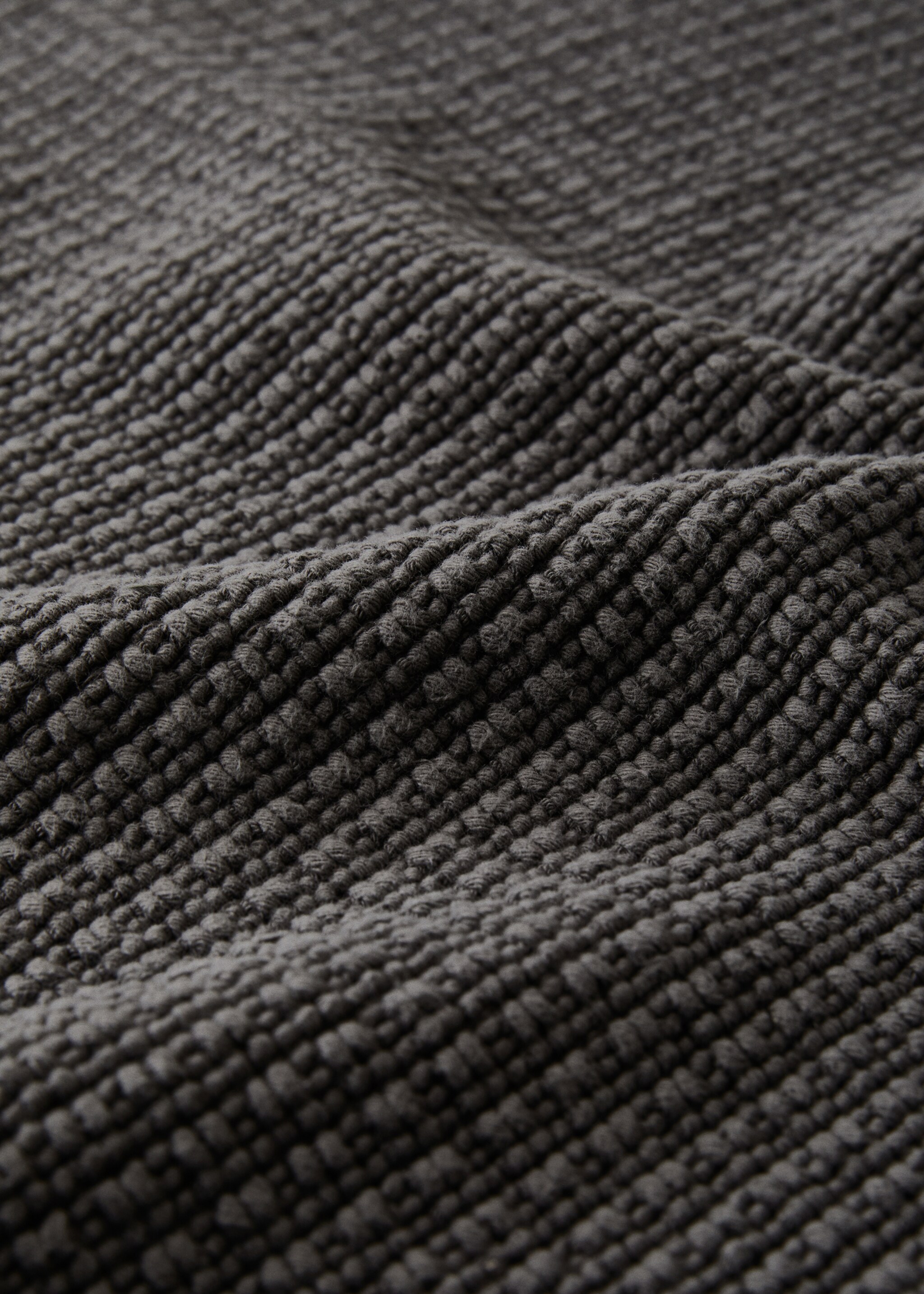 Cotton waffle bath rug - Details of the article 1, Charcoal. Ref: 17071552-00.