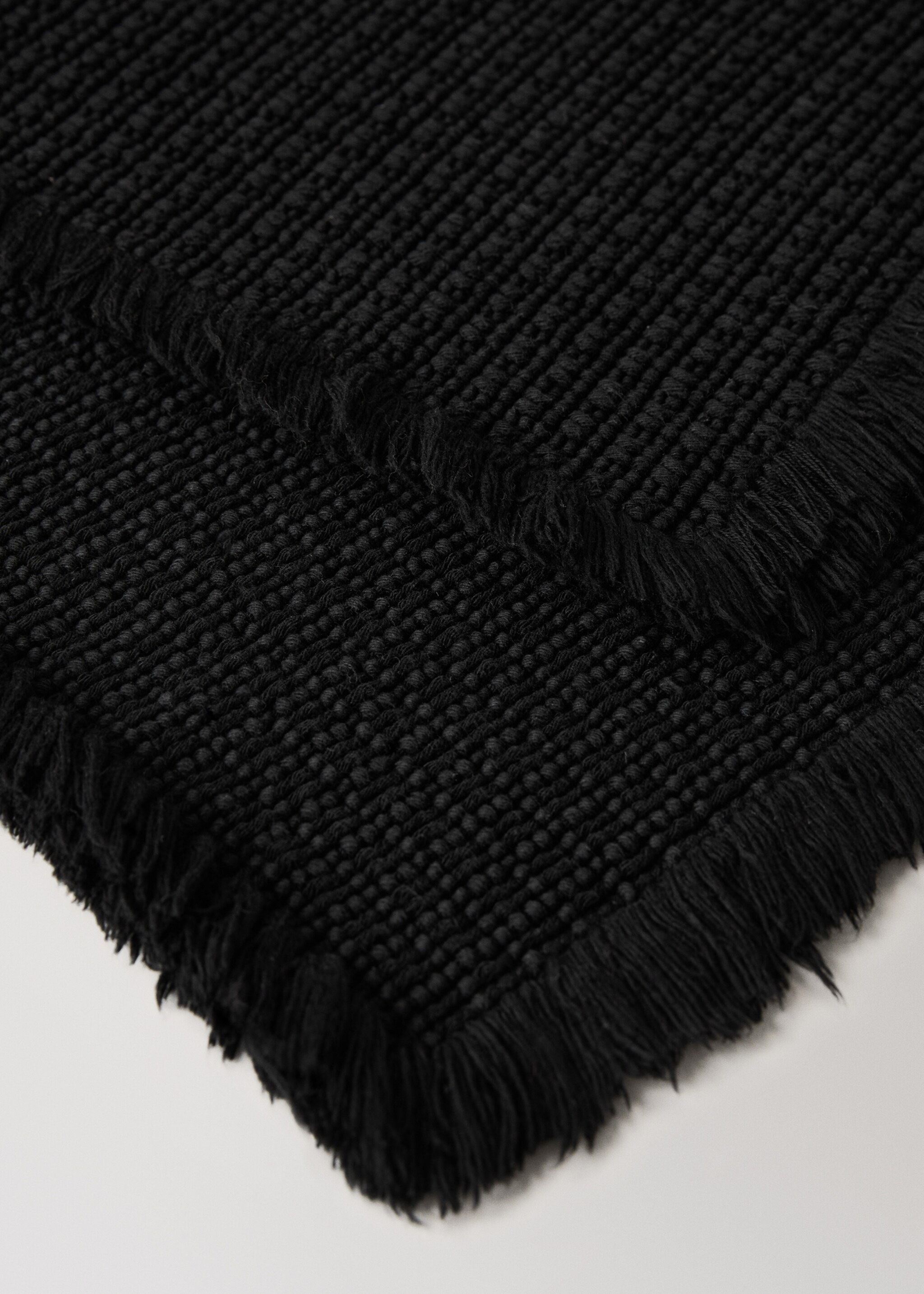 Cotton waffle bath rug - Details of the article 2, Black. Ref: 17071552-00.