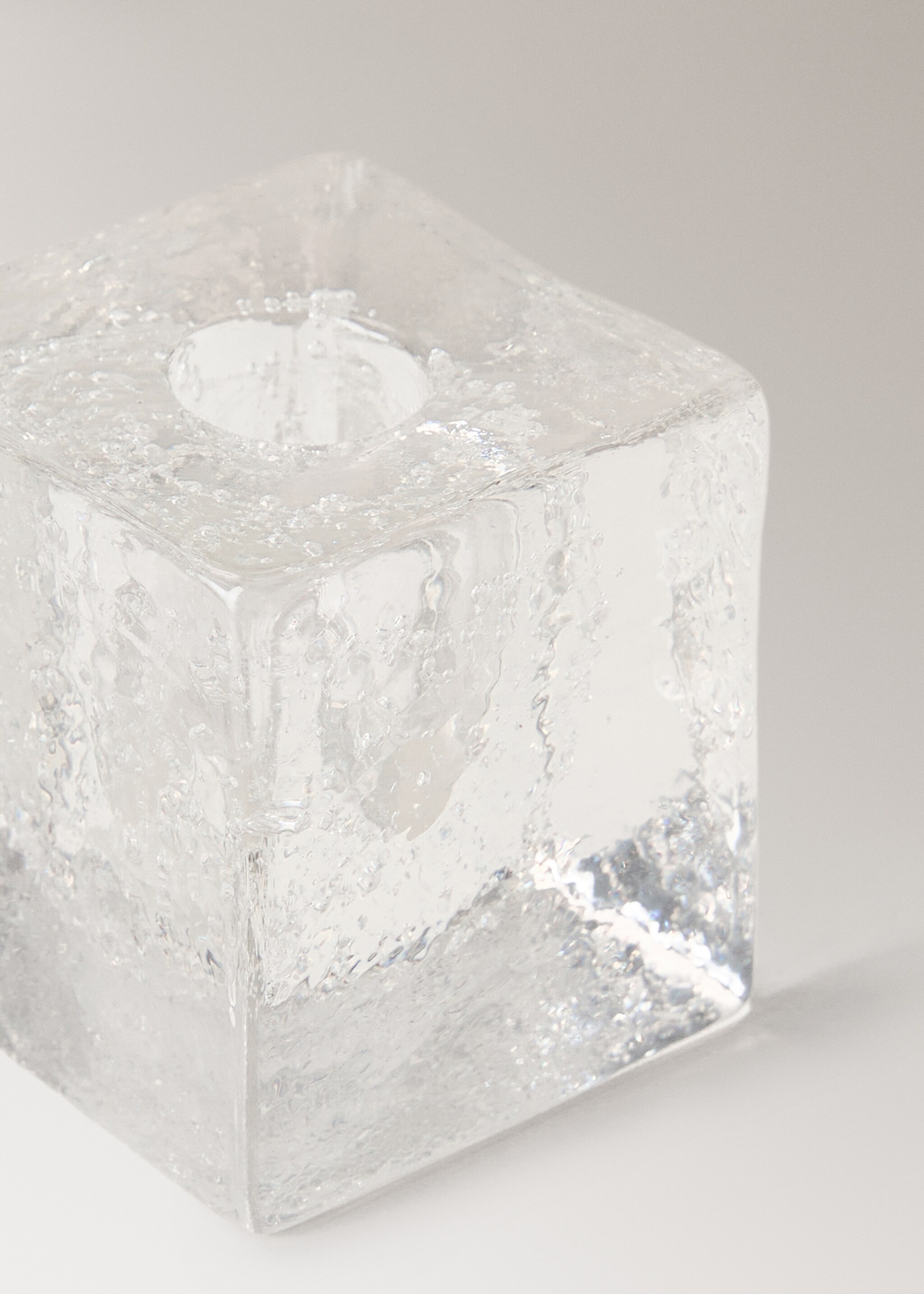 Bubble-glass low candelabra - Details of the article 1, Ice Grey. Ref: 17071554-00.