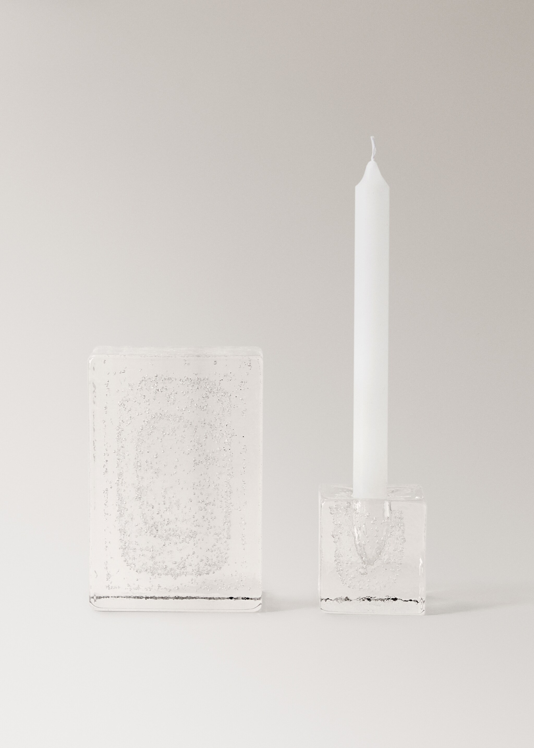 Bubble-glass low candelabra - Details of the article 3, Ice Grey. Ref: 17071554-00.