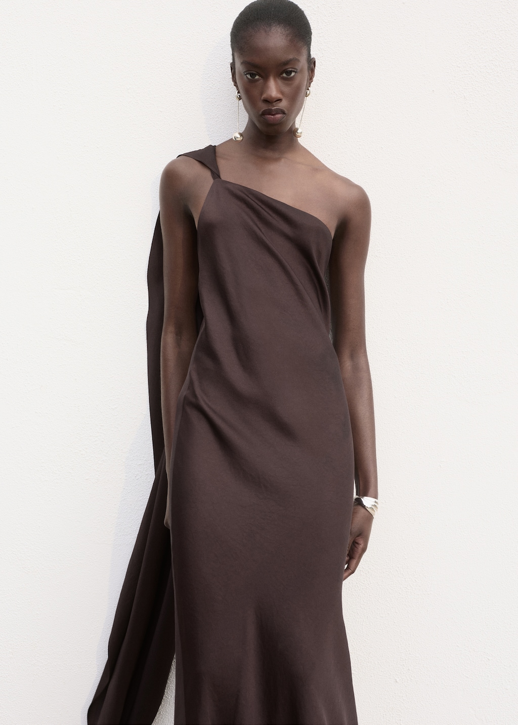 Asymmetrical satin dress - Women | MANGO USA