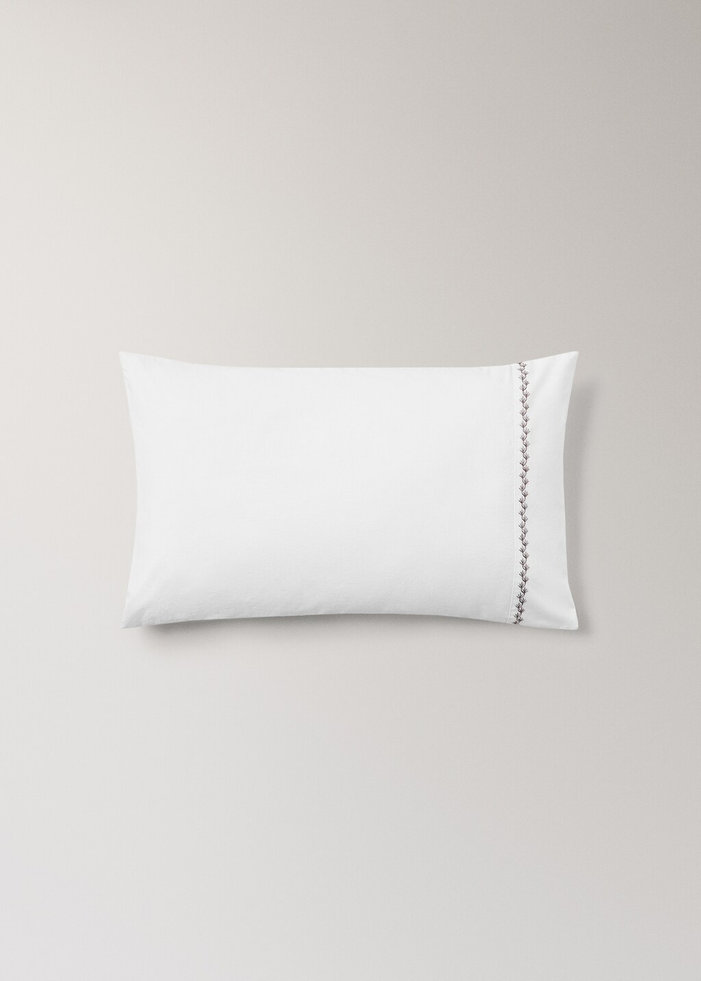 200-thread count percale cotton pillowcase in with embroidered detail for cot
