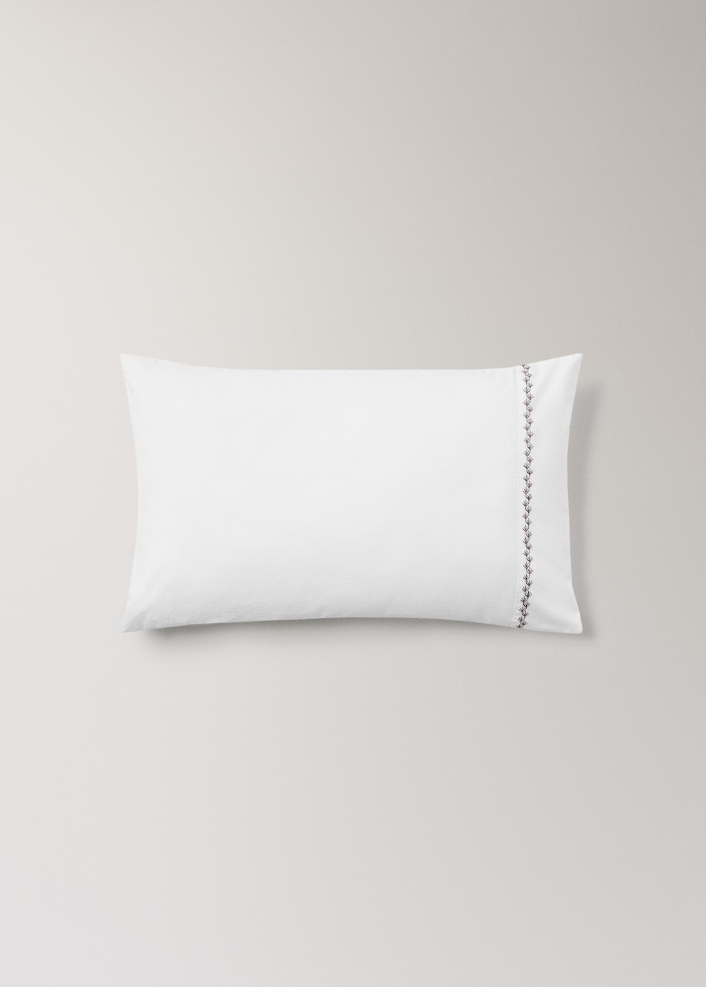 200-thread count percale cotton pillowcase in with embroidered detail for cot
