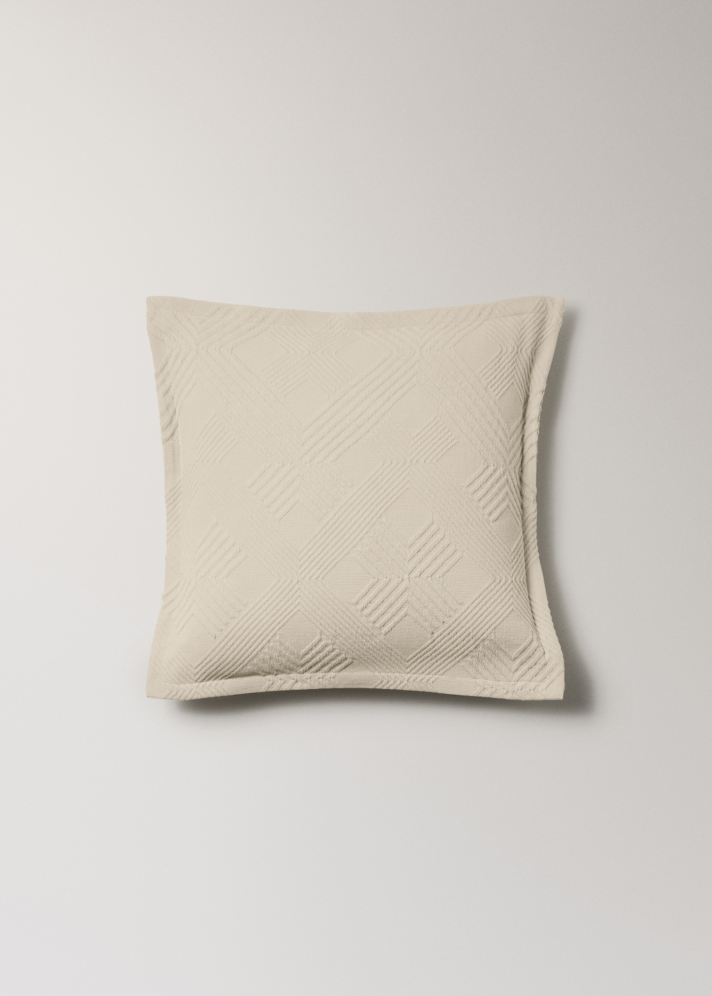 Jacquard cotton diamond-print cushion cover for 50x50 cm bed