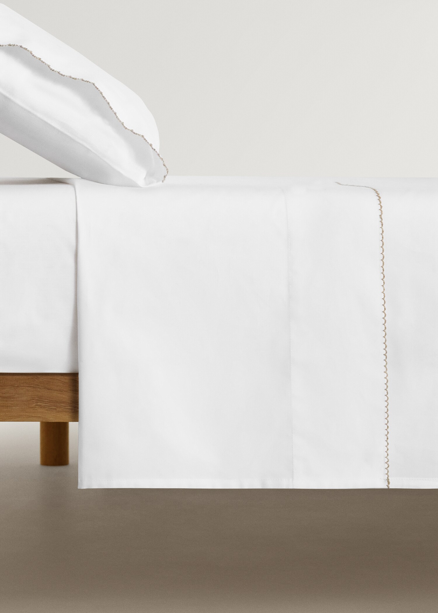 Lot drap-plat et taie d’oreiller mini berceau percale de coton détail surjeté - Article sans modèle