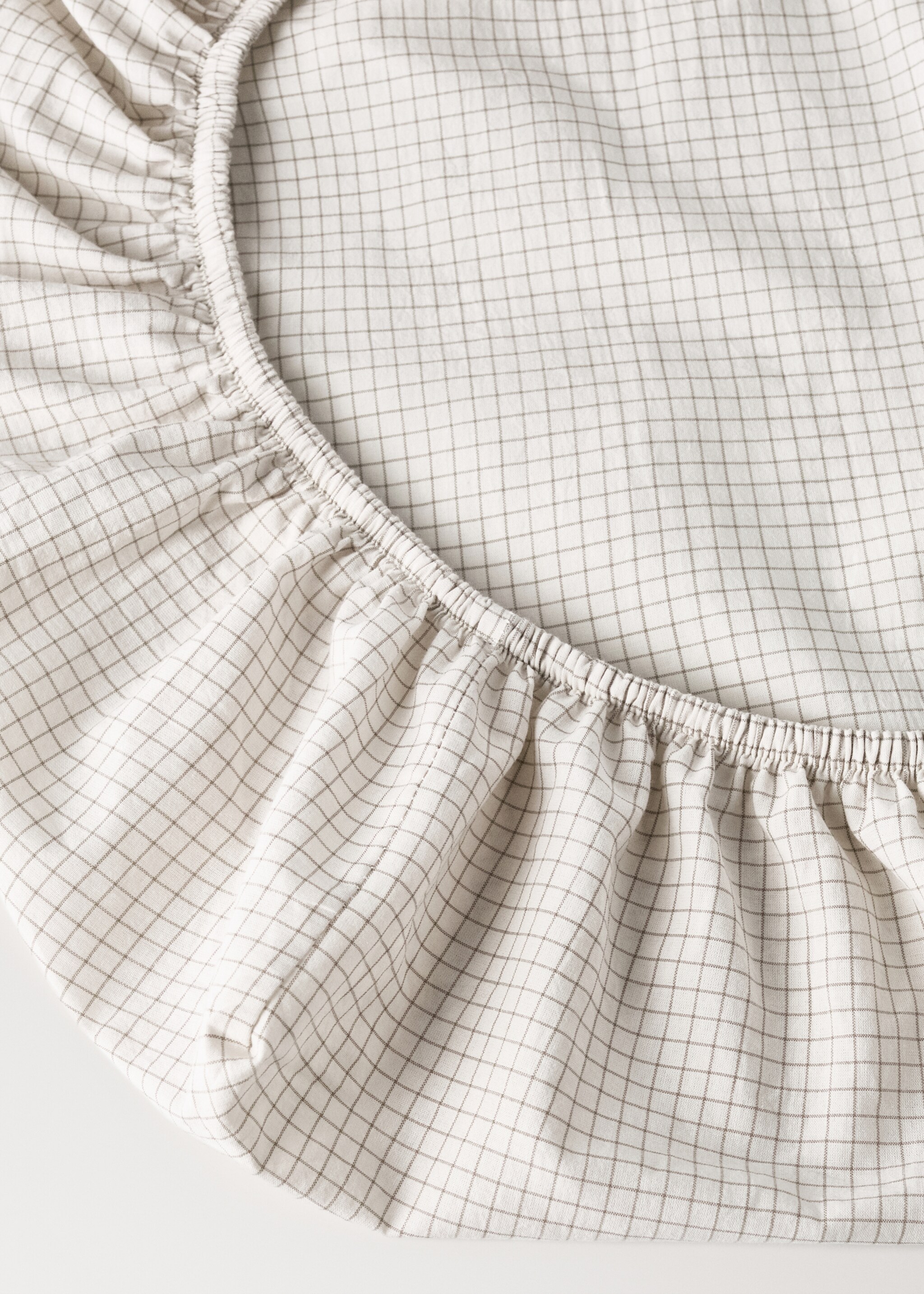 Spannbettlaken für Kinderbett aus Baumwolle, garngefärbtes Mini-Karo-Muster - Detail des Artikels 1, Ecru. Ref: 17071566-00.
