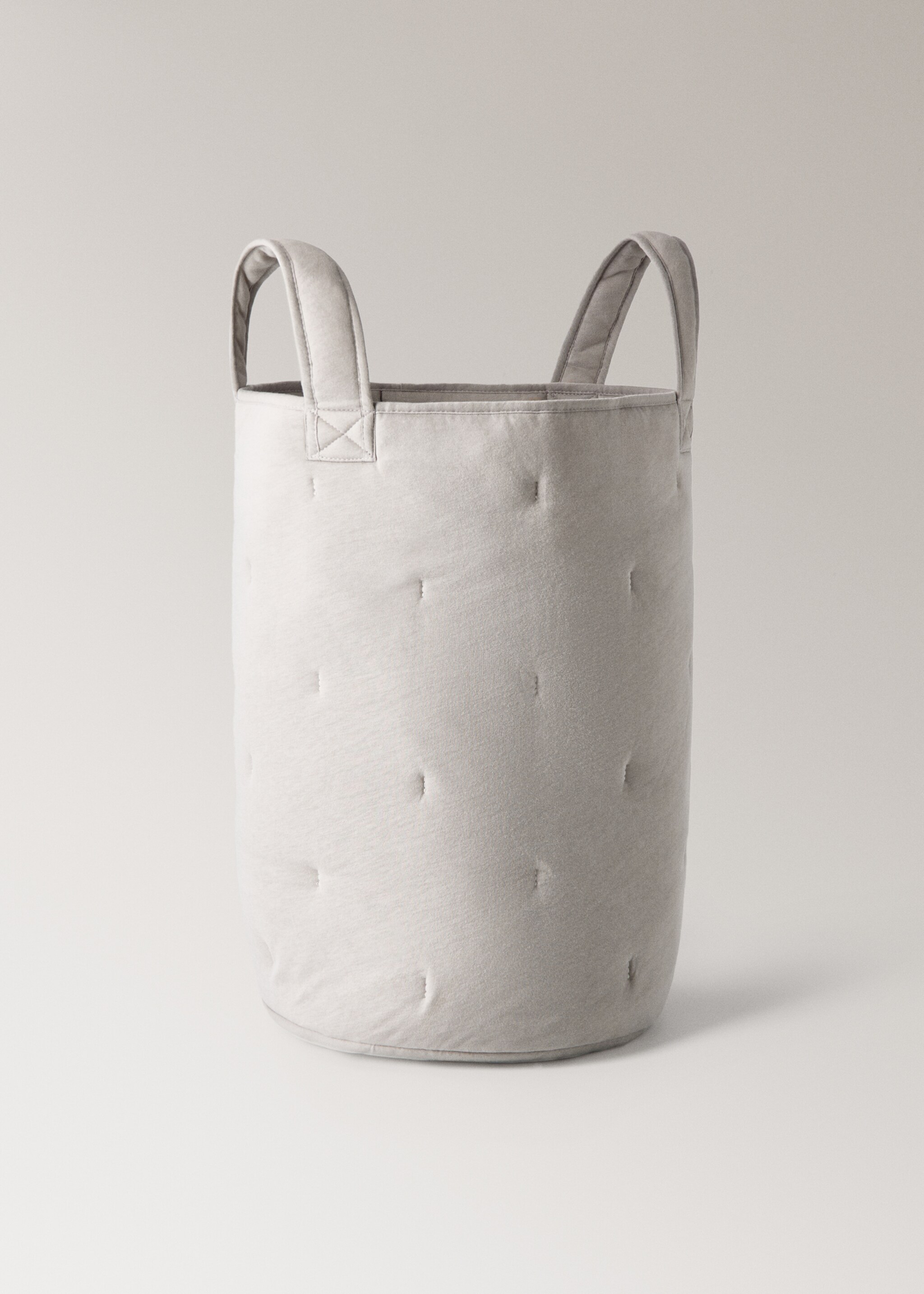 Large quilted cotton basket - Данни за артикула 1, Сиво. Ref: 17071570-00.