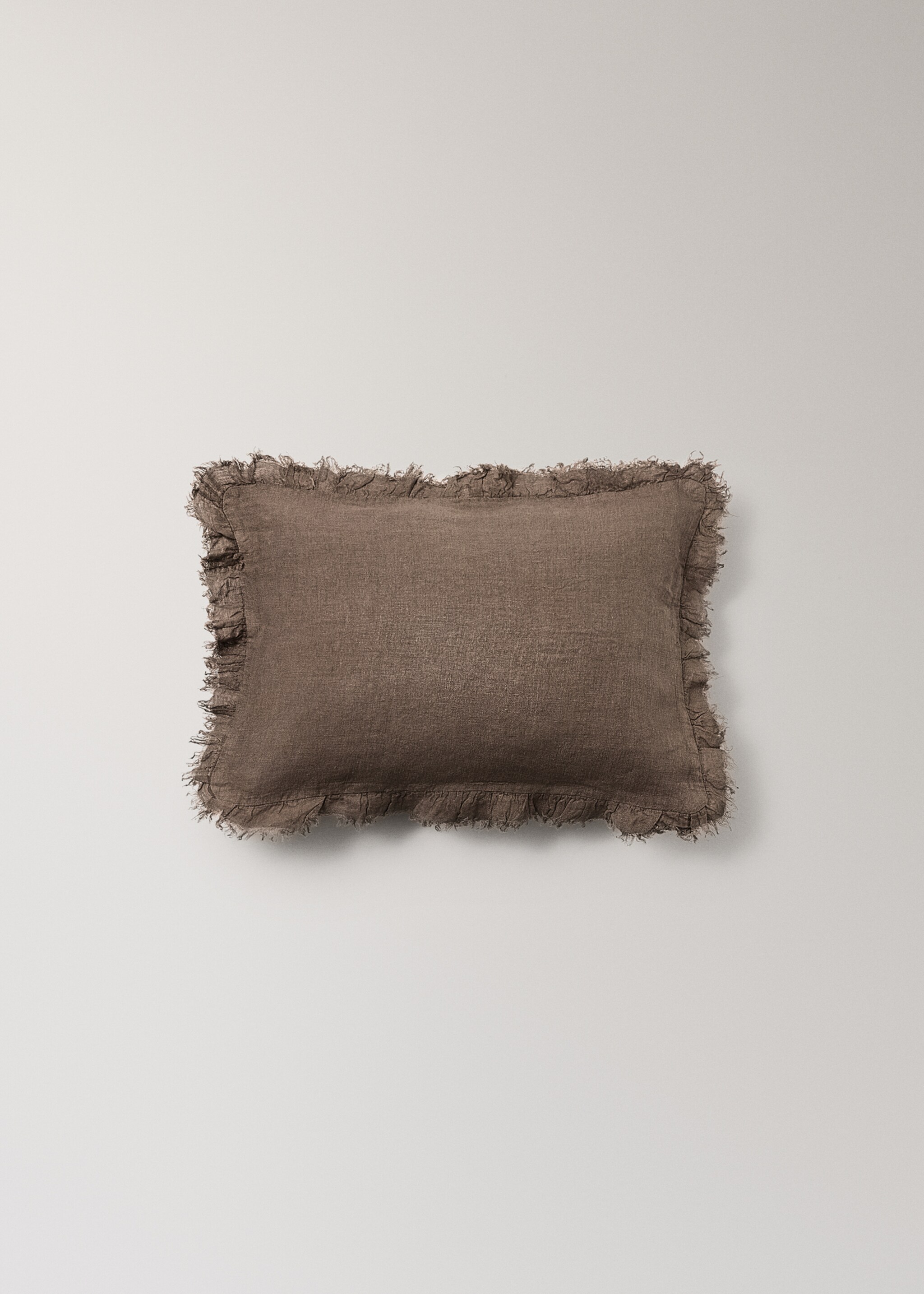 Children's cushion cover with linen flounce 30x40 cm - Article without model, Chocolate. Ref: 17071579-00.