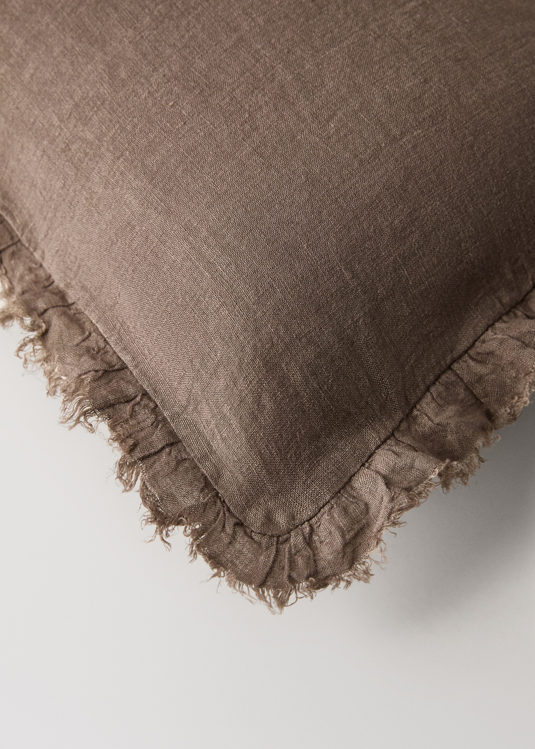 Children's cushion cover with linen flounce 30x40 cm - Details of the article 2, Chocolate. Ref: 17071579-00.