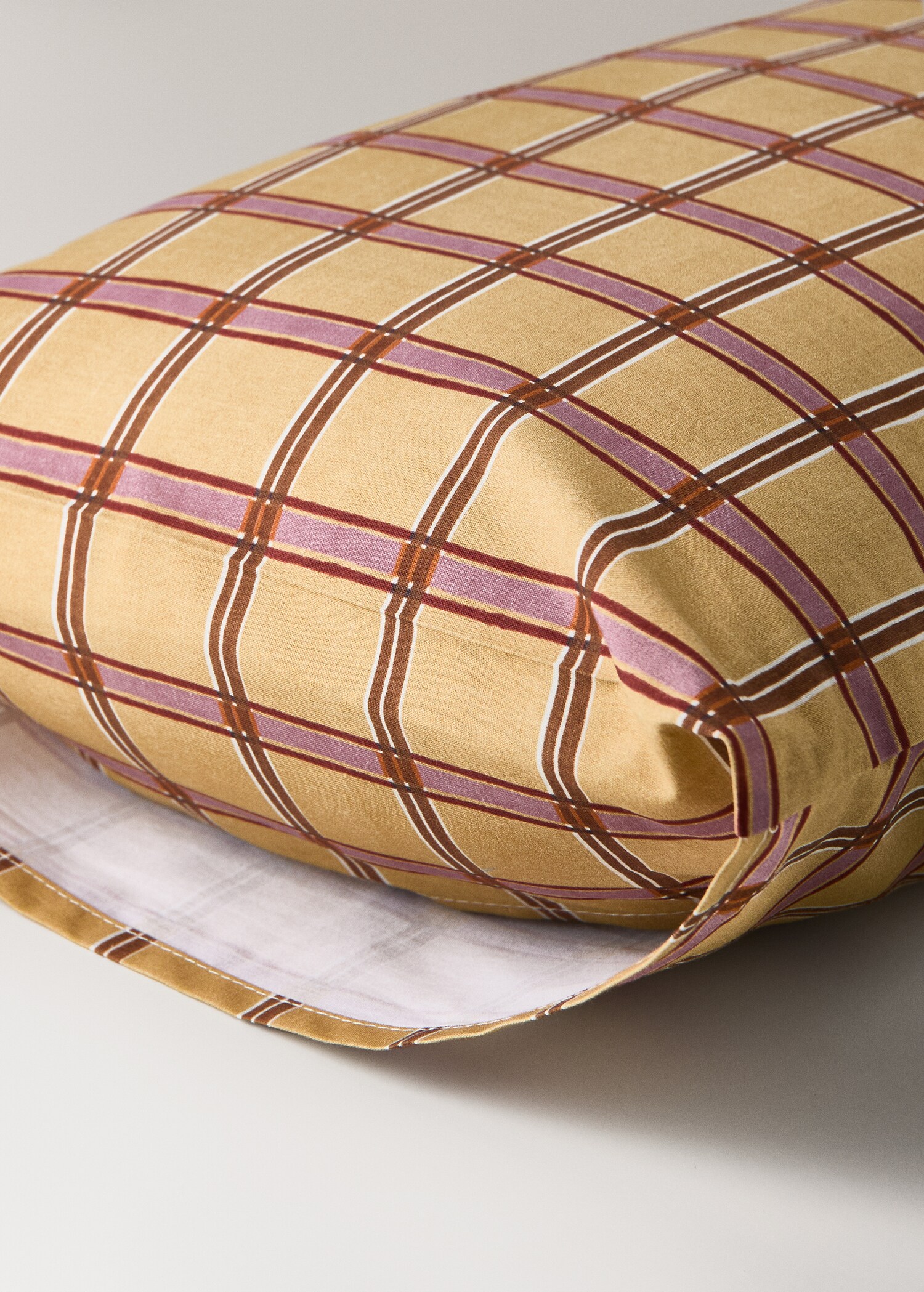 Percale cotton check-print children's pillowcase 30x50 cm - Details of the article 1