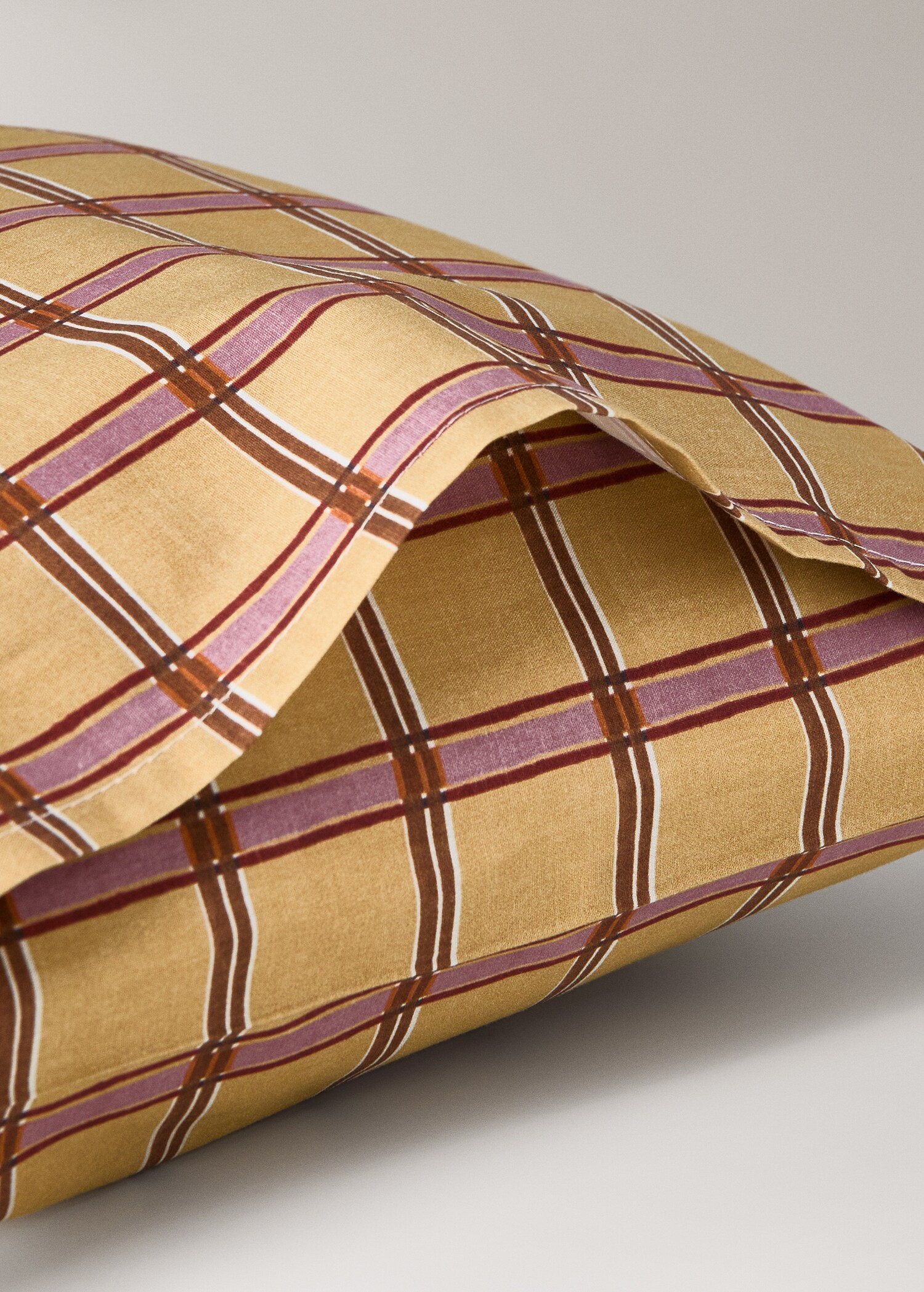 Percale cotton check-print children's pillowcase 30x50 cm - Details of the article 2