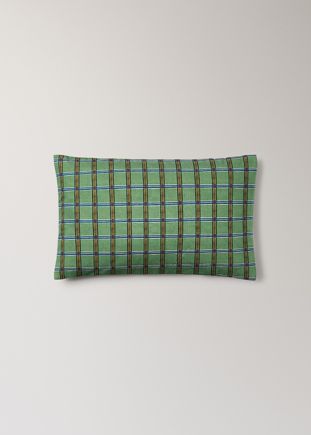 Percale cotton check-print children's pillowcase 30x50 cm