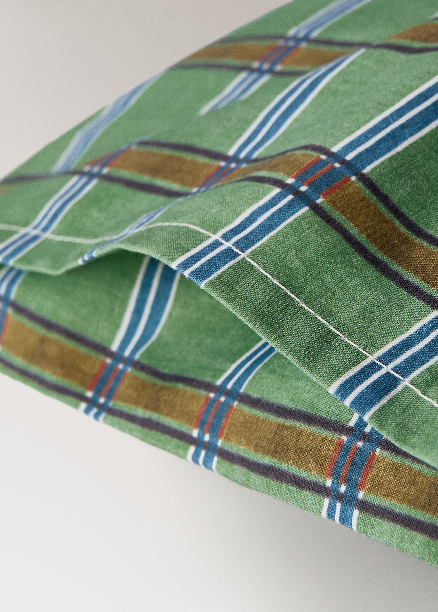 Percale cotton check-print children's pillowcase 30x50 cm - Details of the article 1