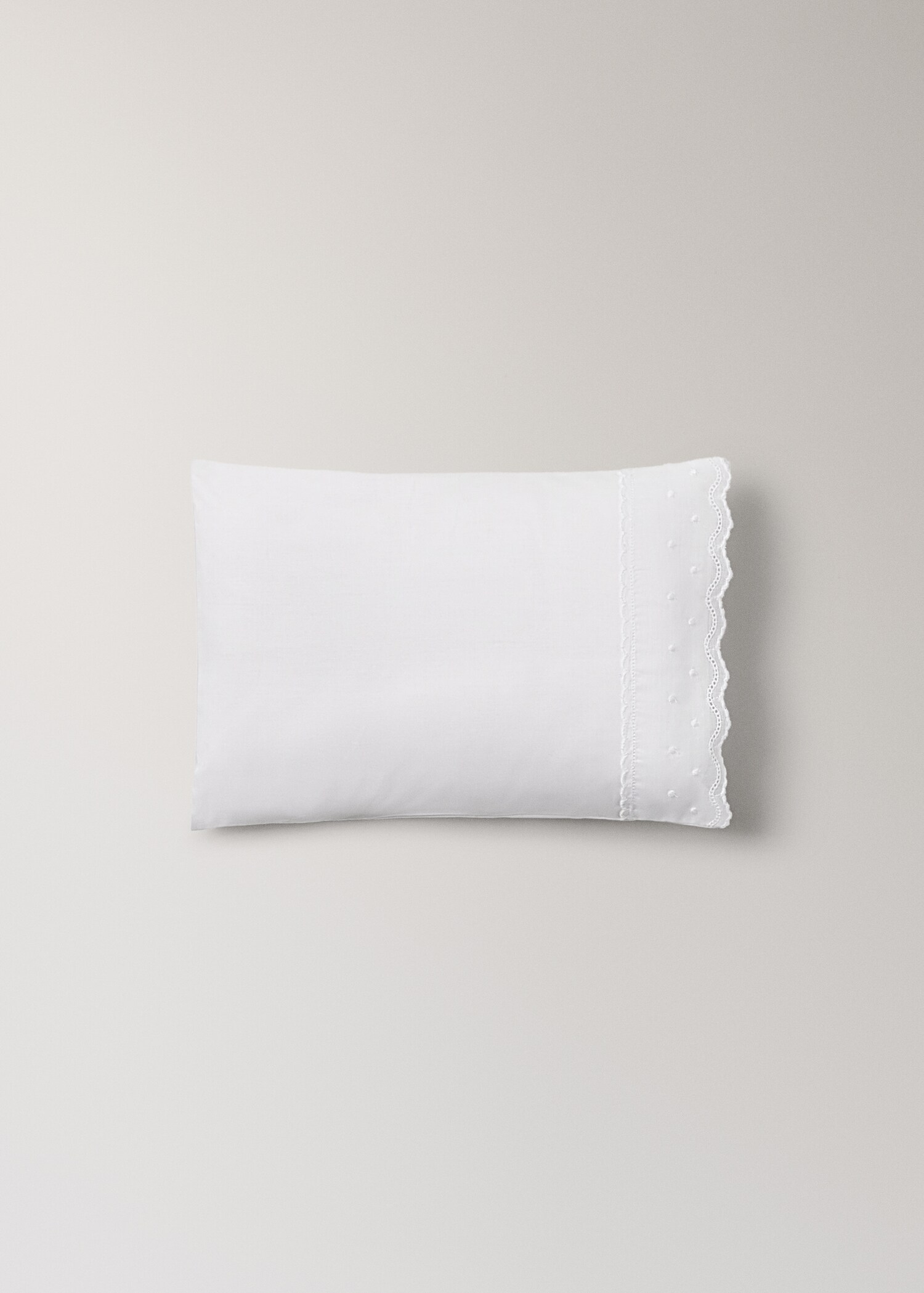 Embroidered frill mini cot top sheet and pillow set - Details of the article 1