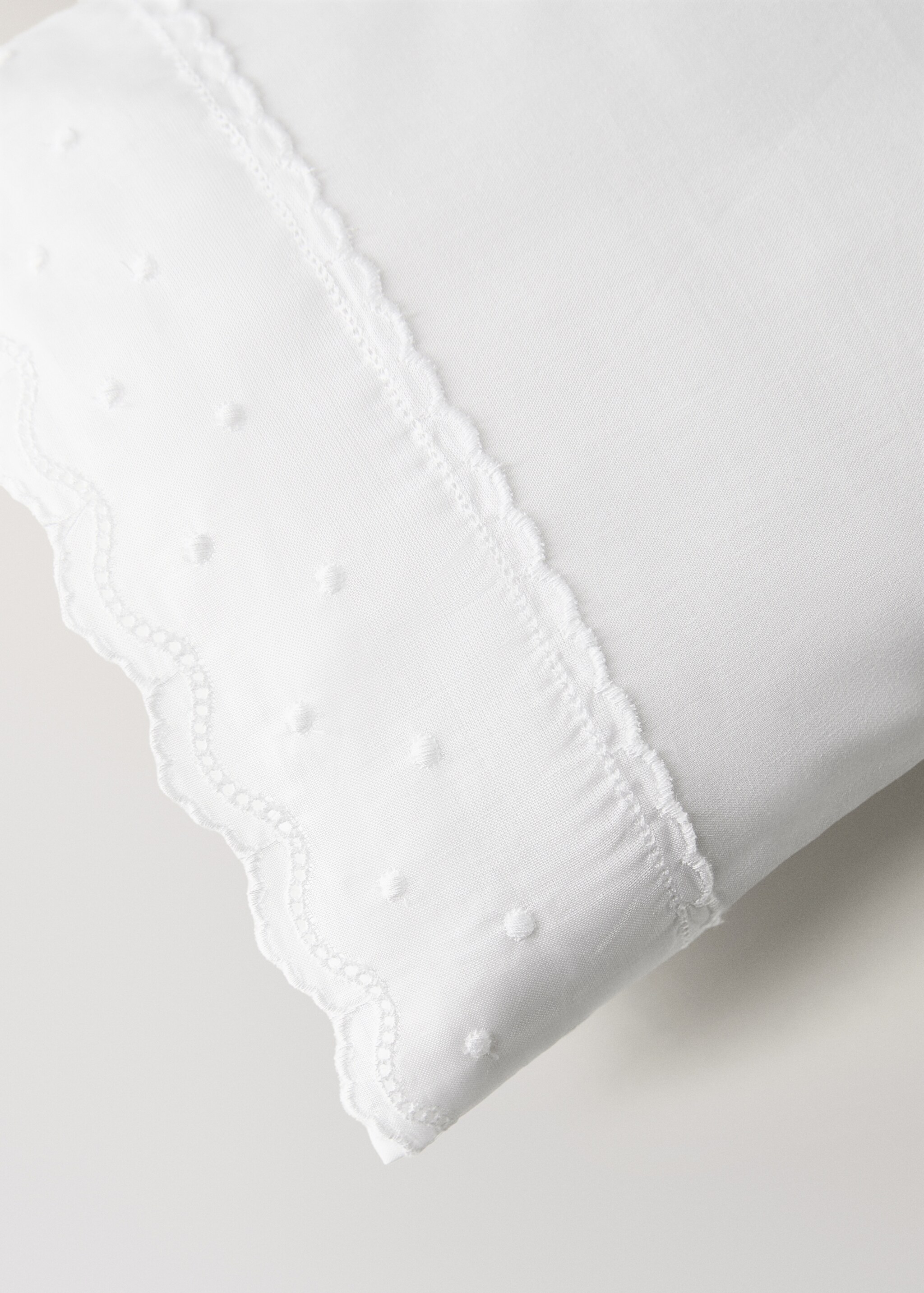 Mini-cot pillow and flat sheet set embroidered ruffle - Details of the article 4, White. Ref: 17072548-00.