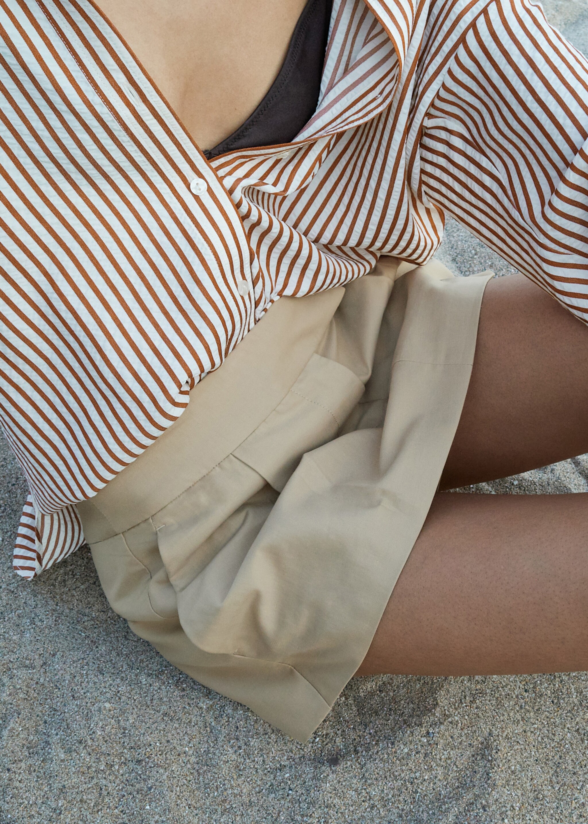 Striped straight shirt - Details of the article 6, Burnt Orange. Ref: 17072549-00.