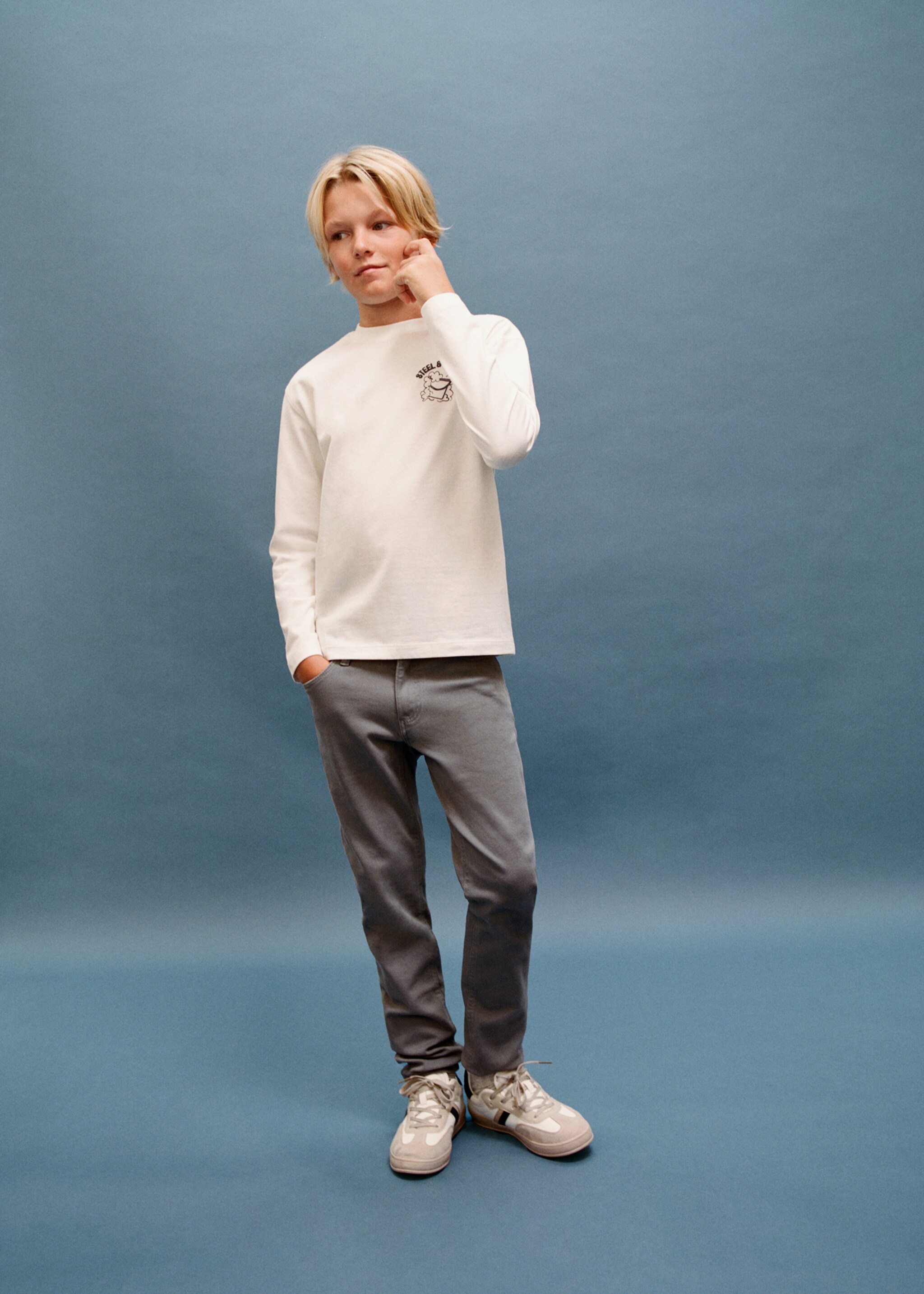 Straight trousers - Details of the article 5, Blue. Ref: 17072896-00.