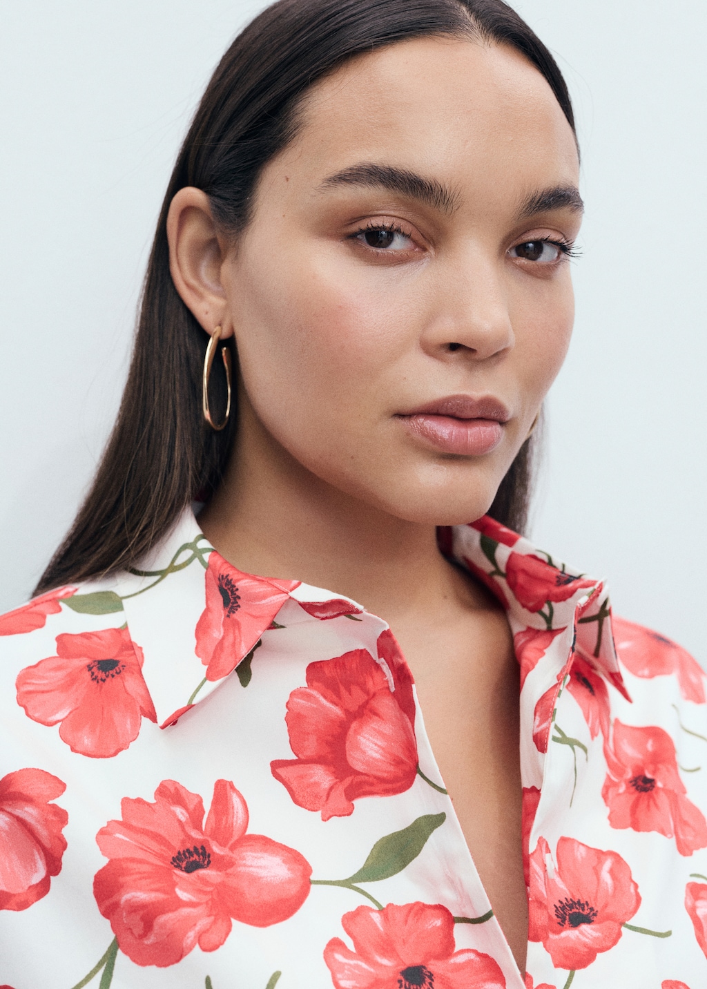 Floral-print poplin shirt