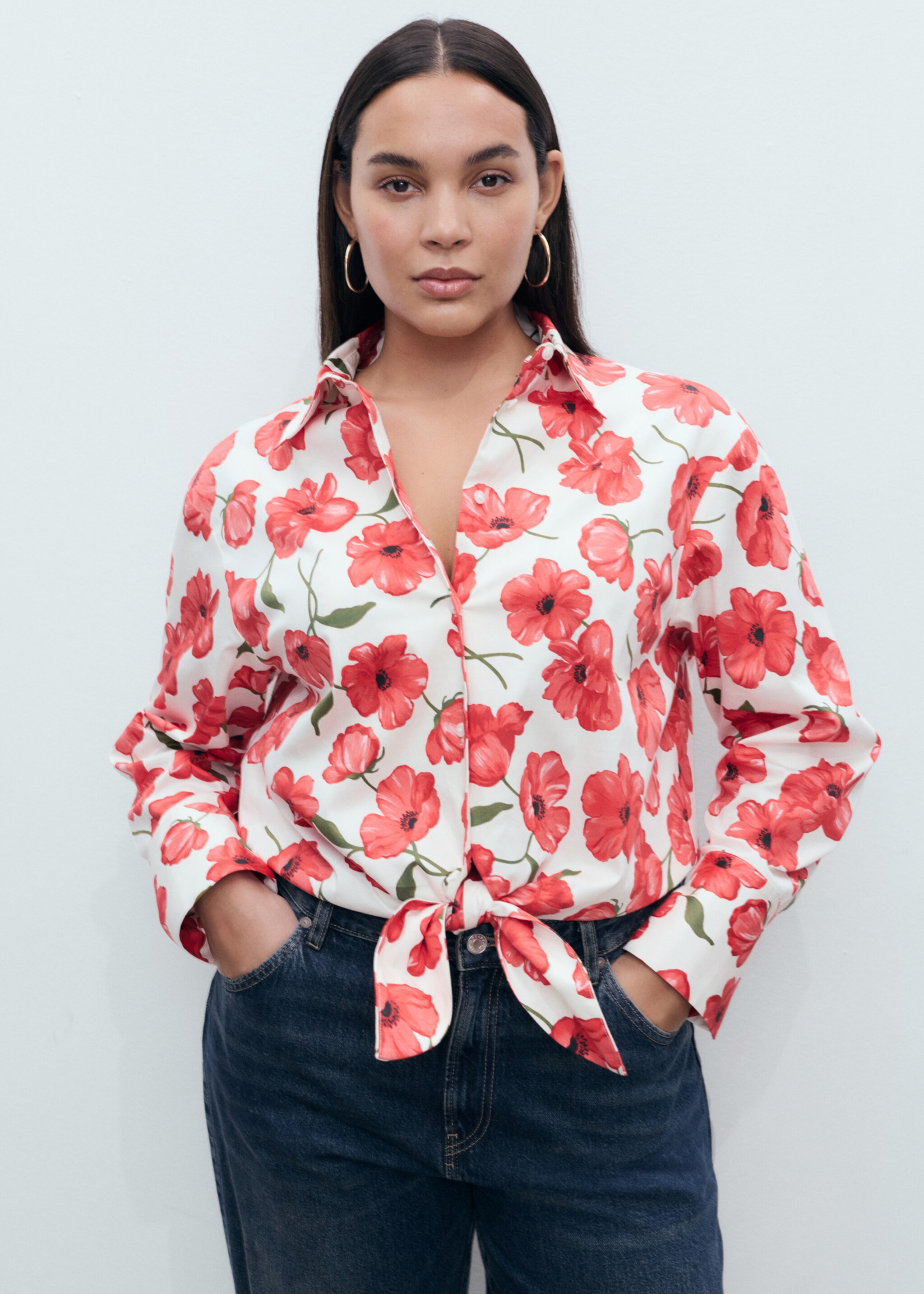 Chemise crop imprimé à fleurs et nœud - Détail de l'article 5