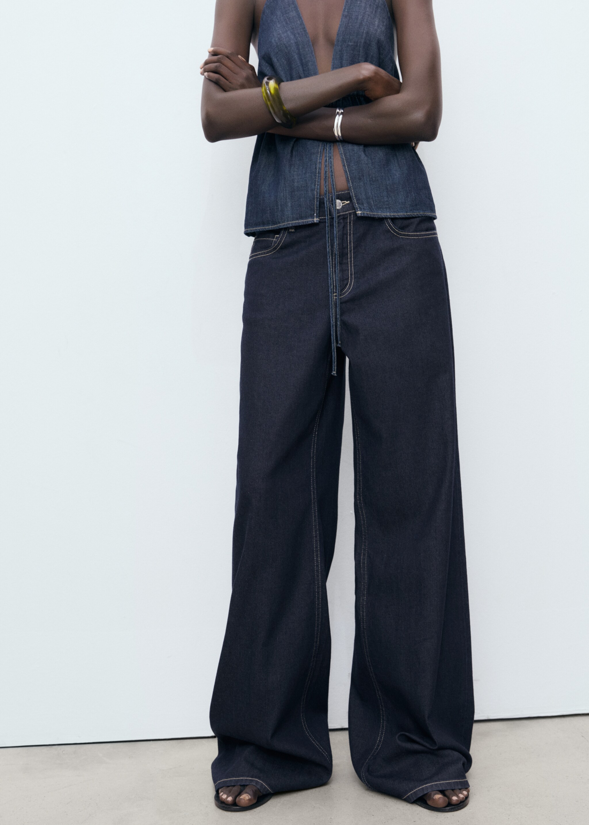 Low waist wideleg jeans - Medium plane