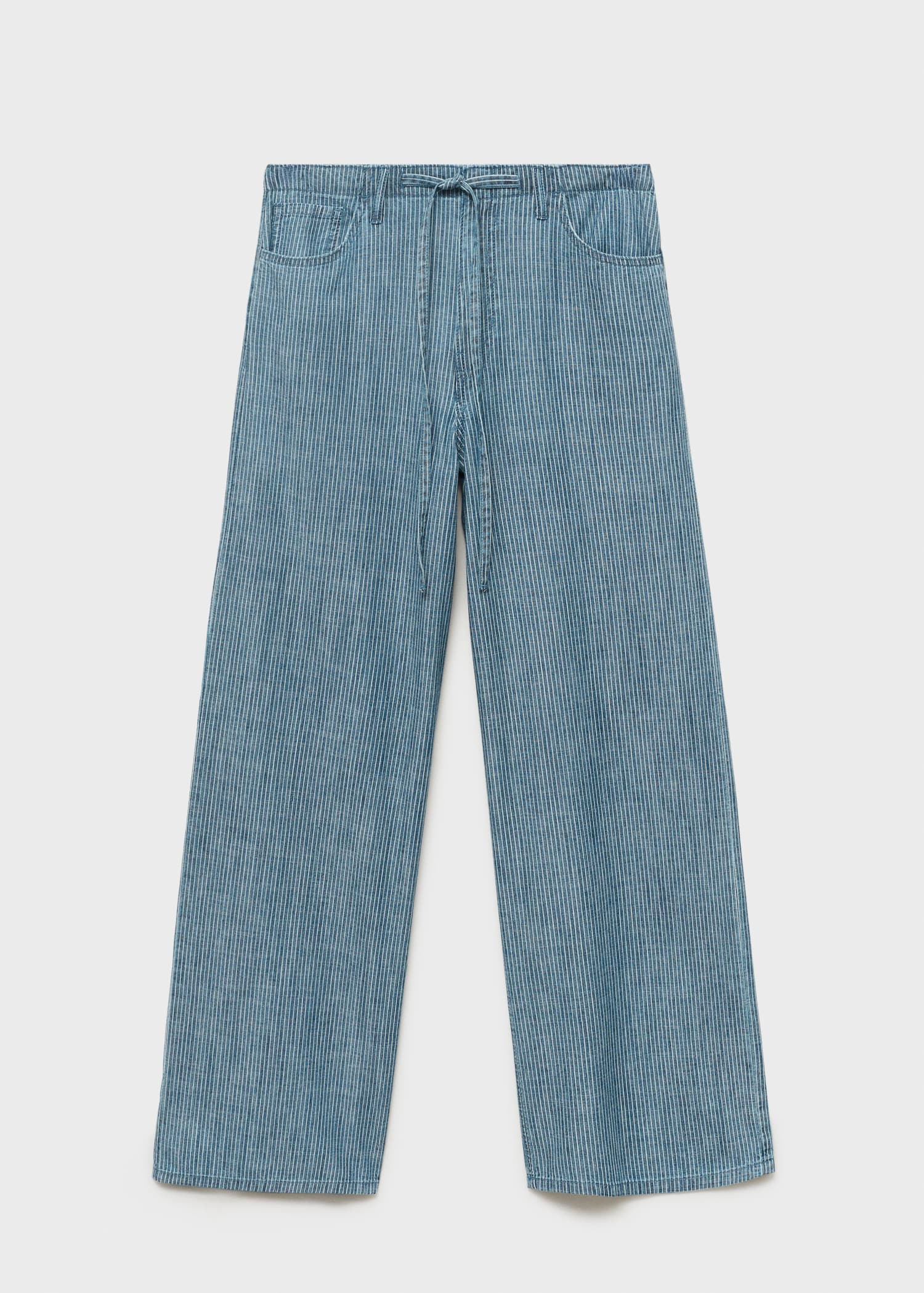 Wide-leg denim trousers with belt - Article without model